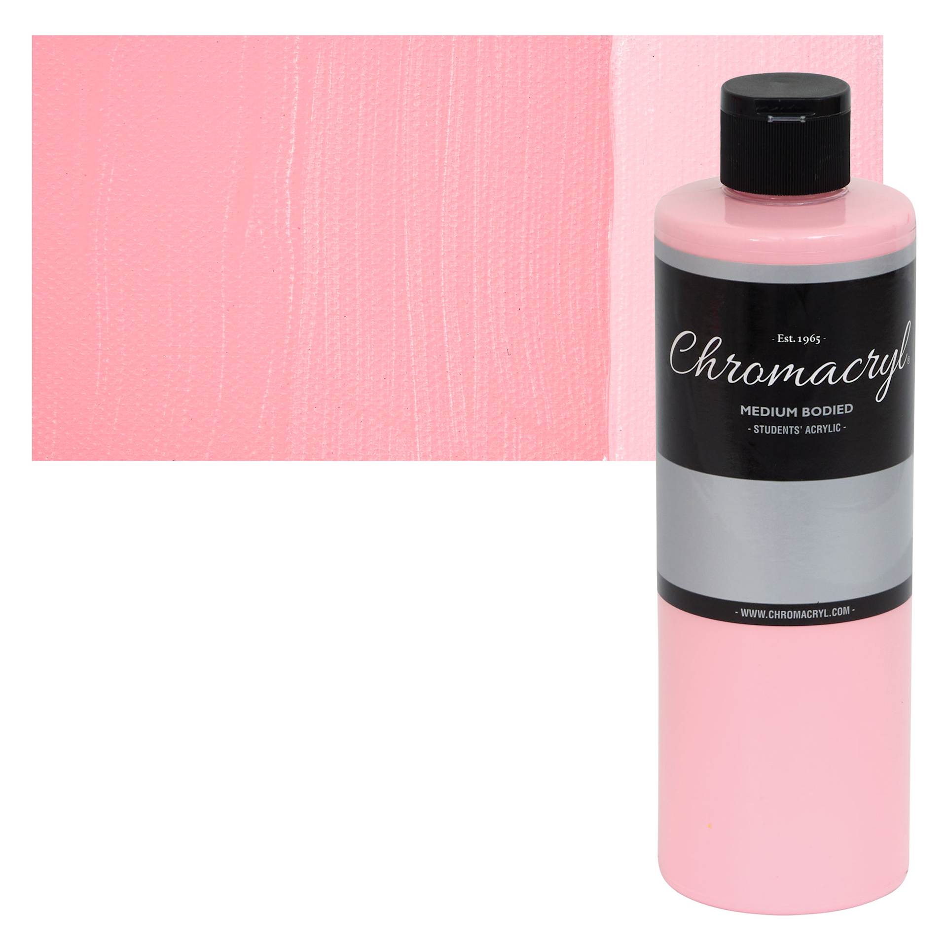 Chromacryl Students' Acrylics - Pastel Pink, 16 oz bottle and swatch