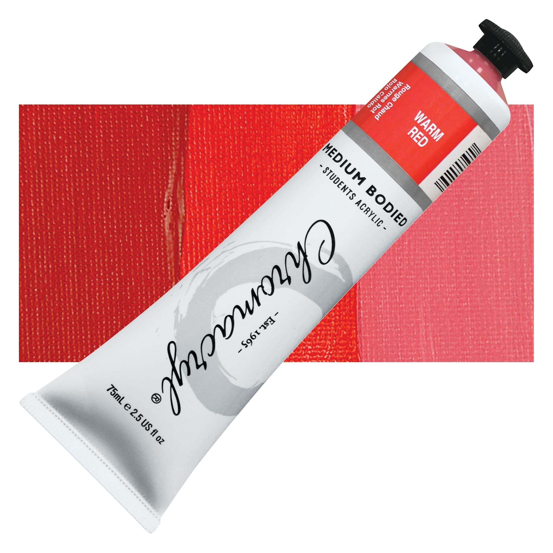 Chromacryl Students' Acrylic - Warm Red, 2.5 oz tube and swatch