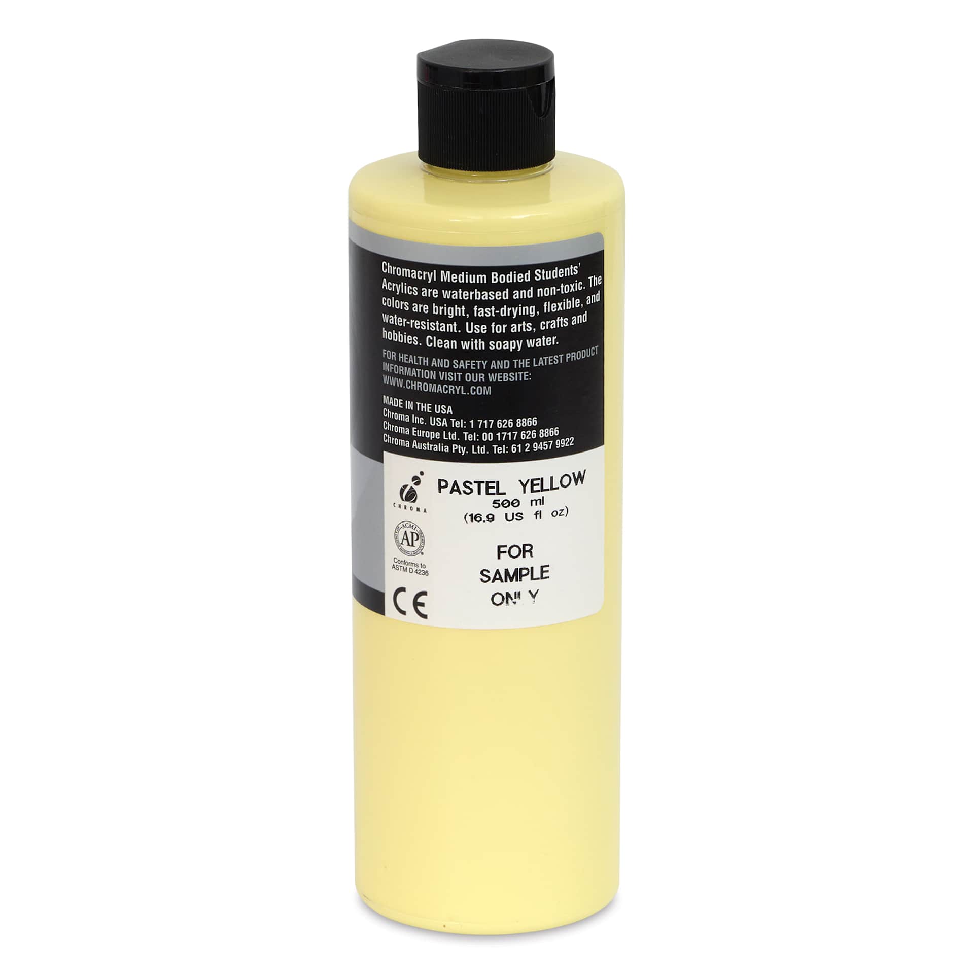 Chromacryl Students' Acrylics - Pastel Yellow, 16 oz bottle back