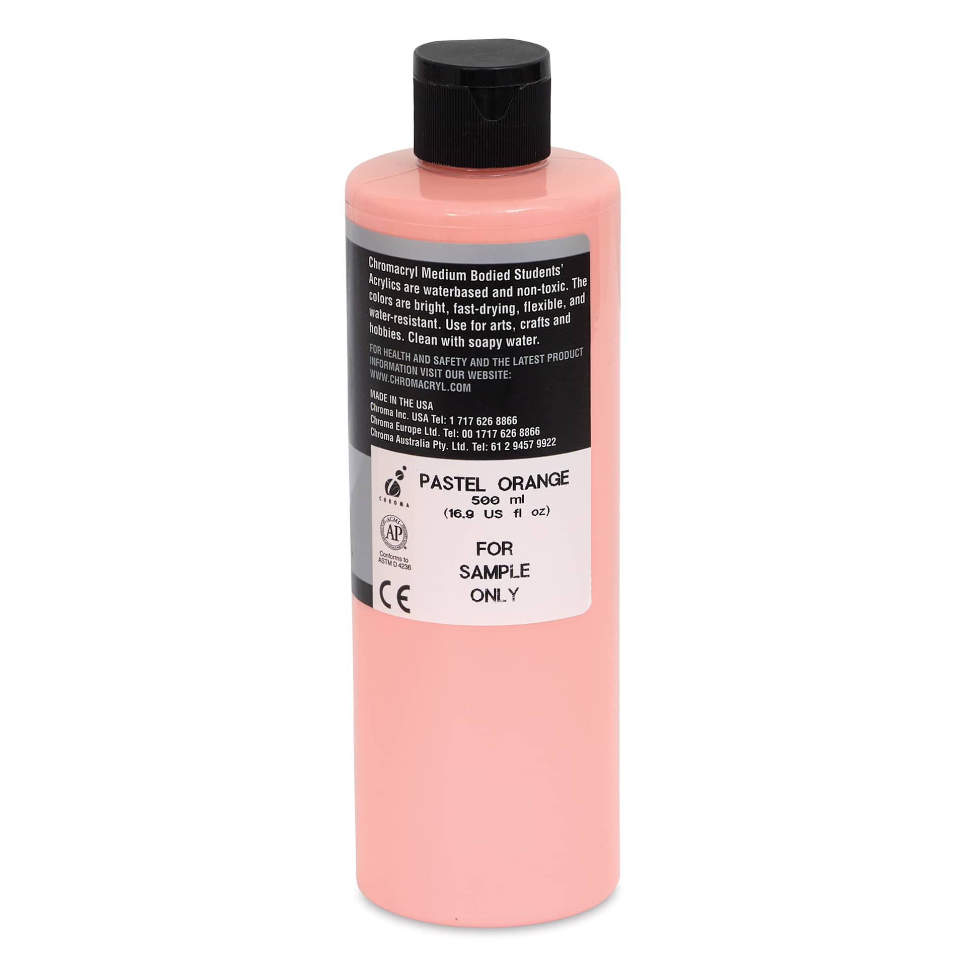 Chromacryl Students' Acrylics - Pastel Orange, 16 oz bottle back