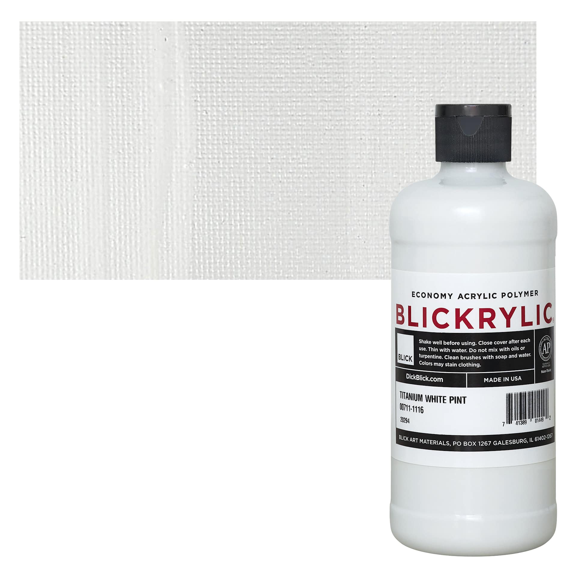 Blickrylic Student Acrylic - Titanium White, Pint and swatch