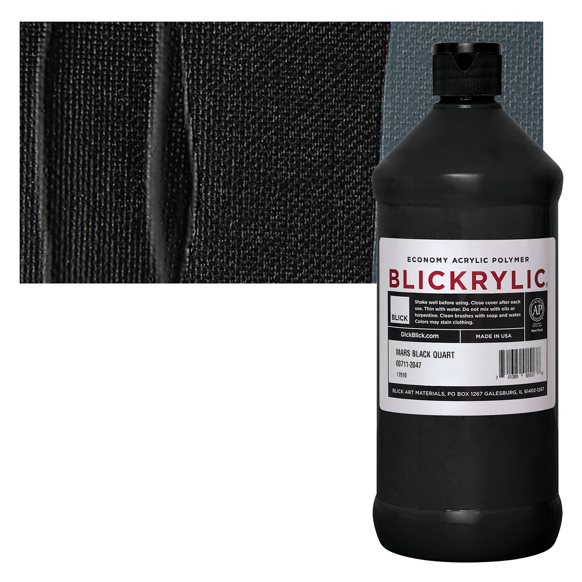 Blickrylic Student Acrylic - Mars Black, Quart and swatch