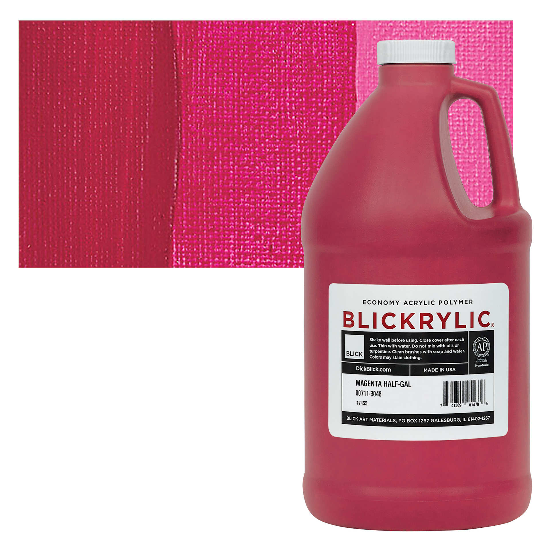 Blickrylic Student Acrylic - Magenta, Half Gallon and swatch