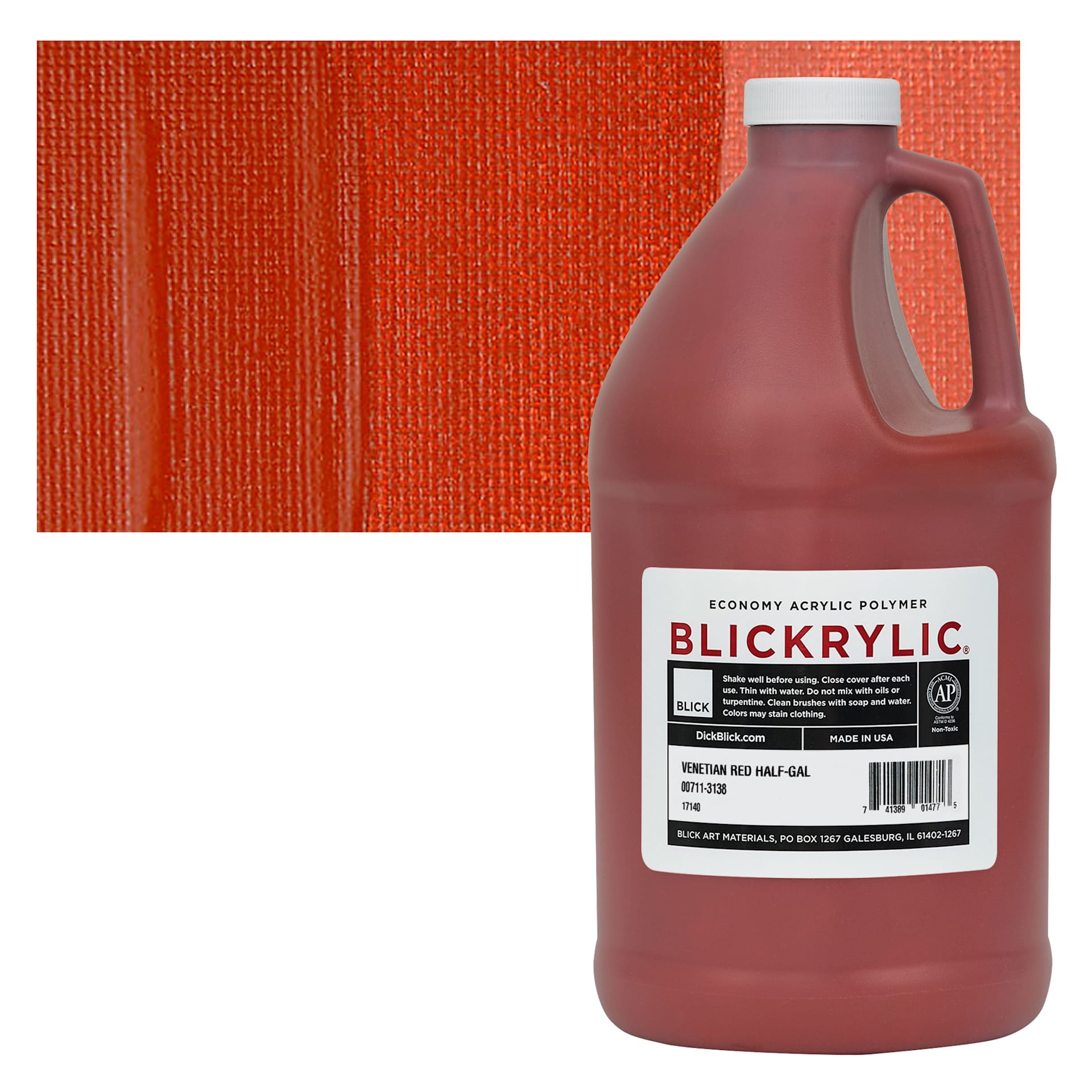 Blickrylic Student Acrylic - Venetian Red, Half Gallon and swatch