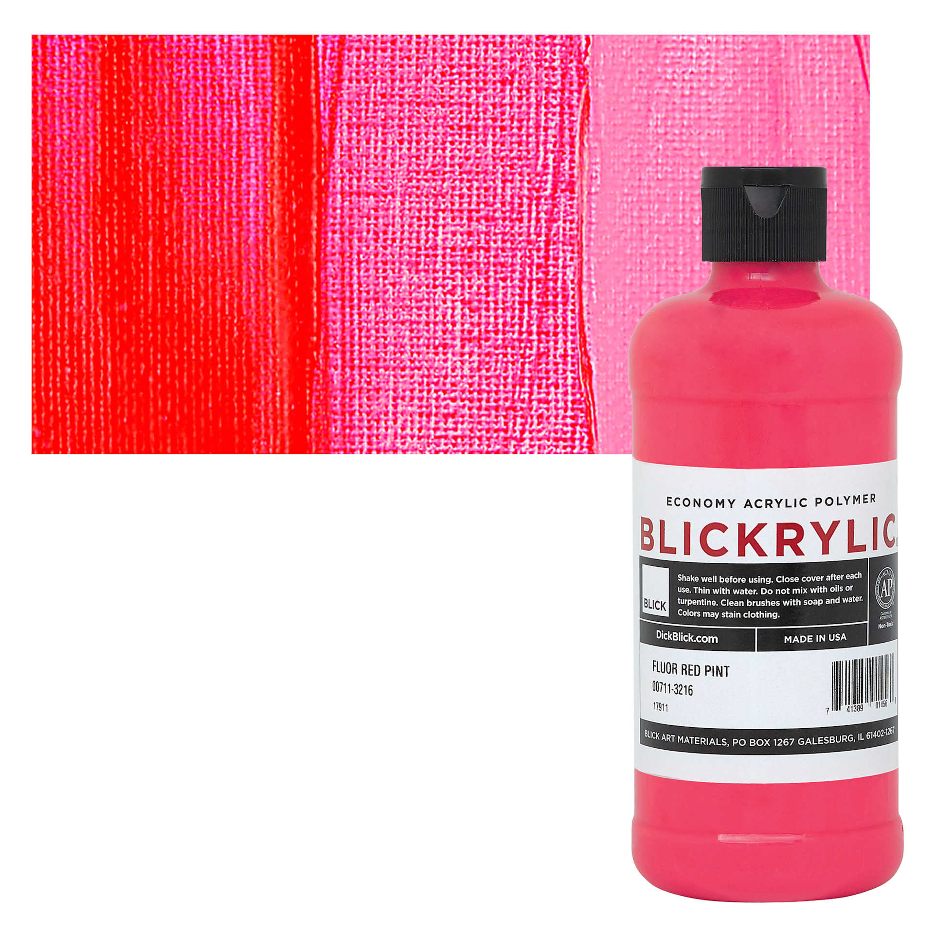 Blickrylic Student Acrylic - Fluorescent Red, Pint and swatch
