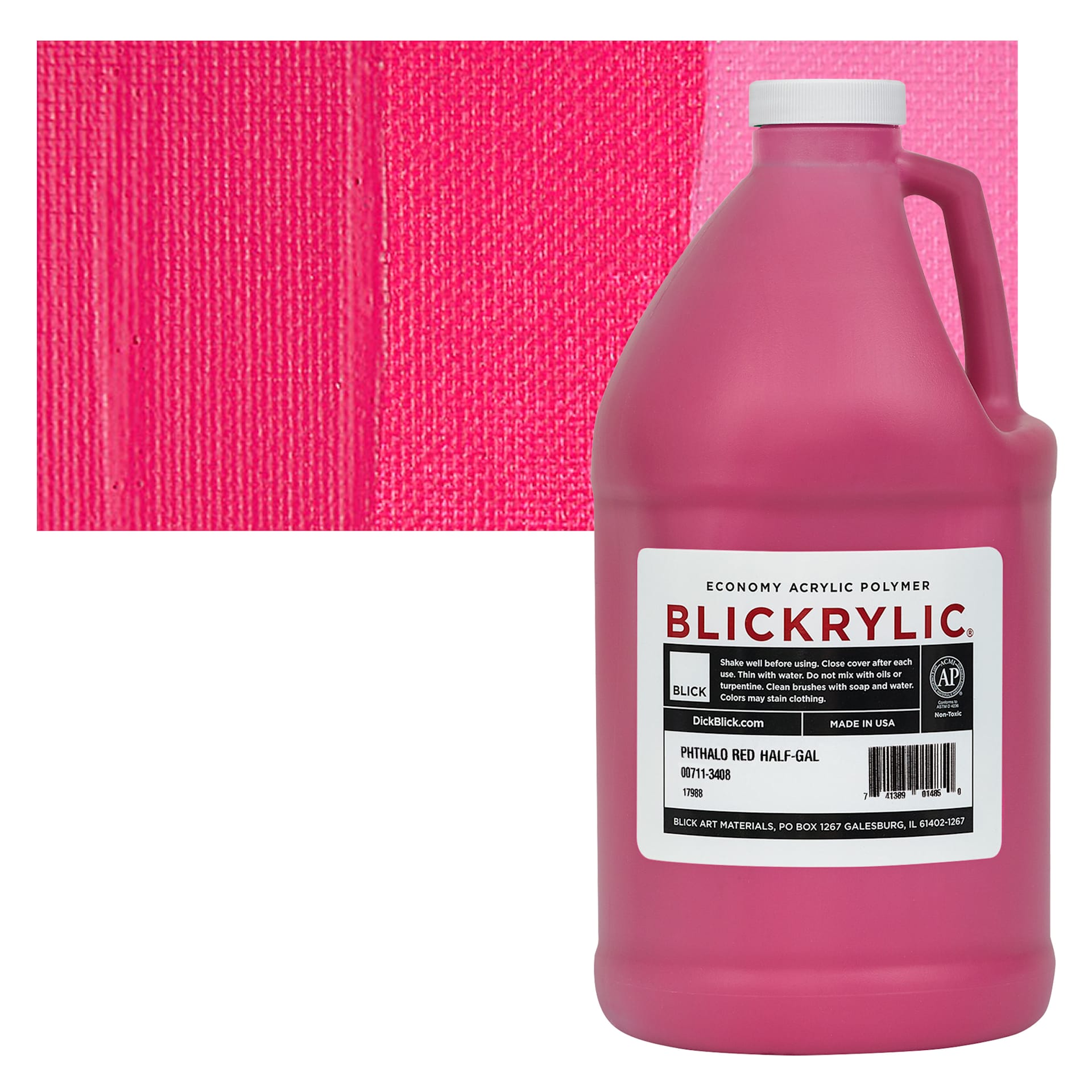 Blickrylic Student Acrylic - Phthalo Red, Half Gallon and swatch