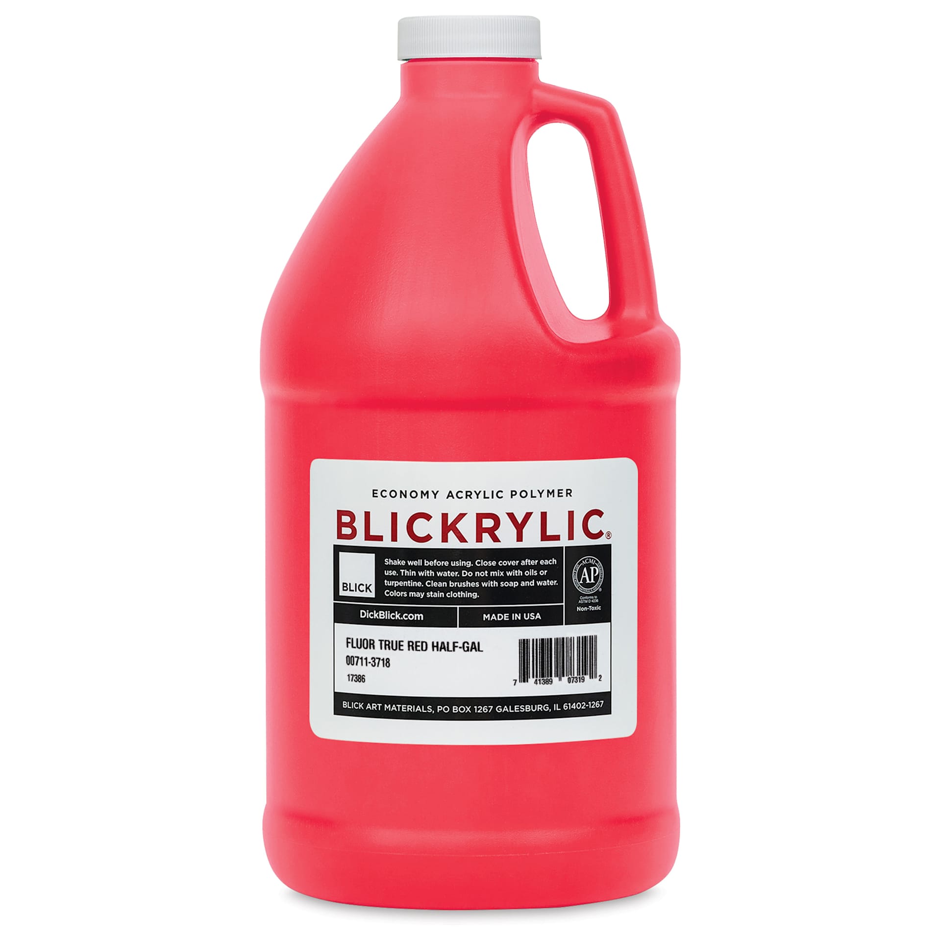 Blickrylic Student Acrylics - Fluorescent True Red, Half Gallon