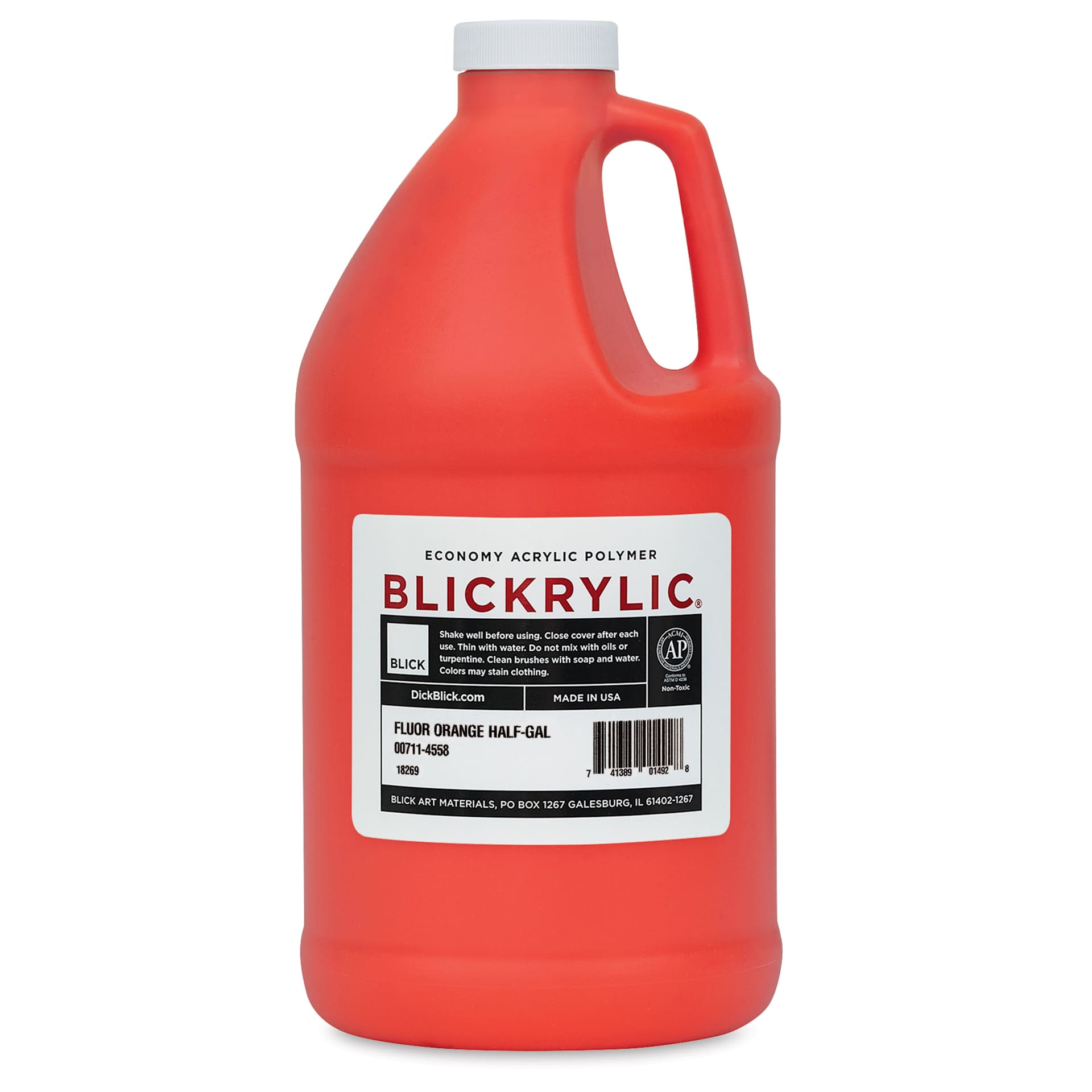 Blickrylic Student Acrylics - Fluorescent Orange, Half Gallon