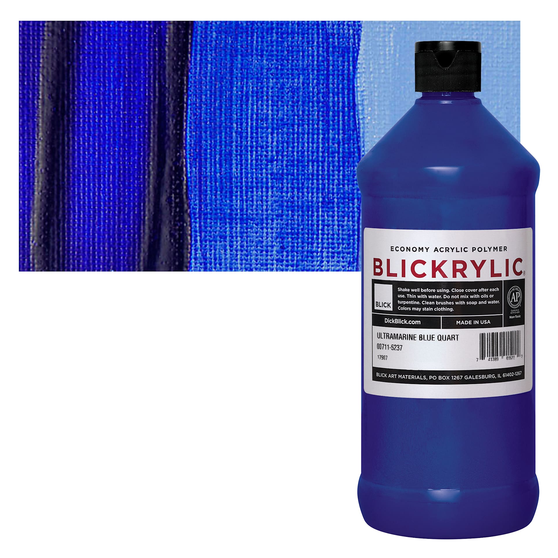 Blickrylic Student Acrylic - Ultramarine Blue, Quart and swatch