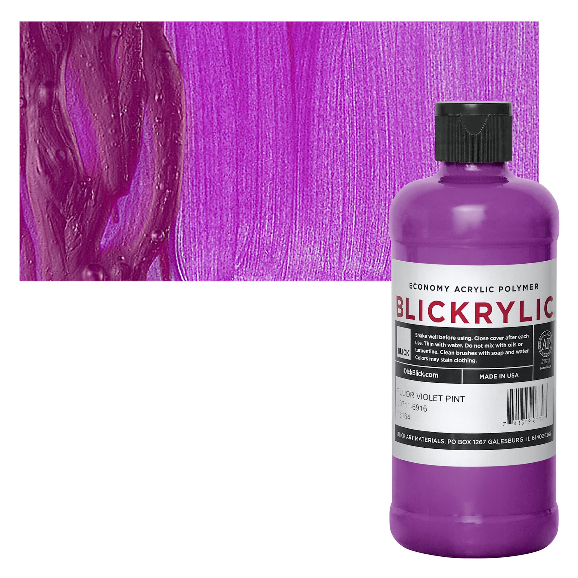 Blickrylic Student Acrylic - Fluorescent Violet, Pint and swatch