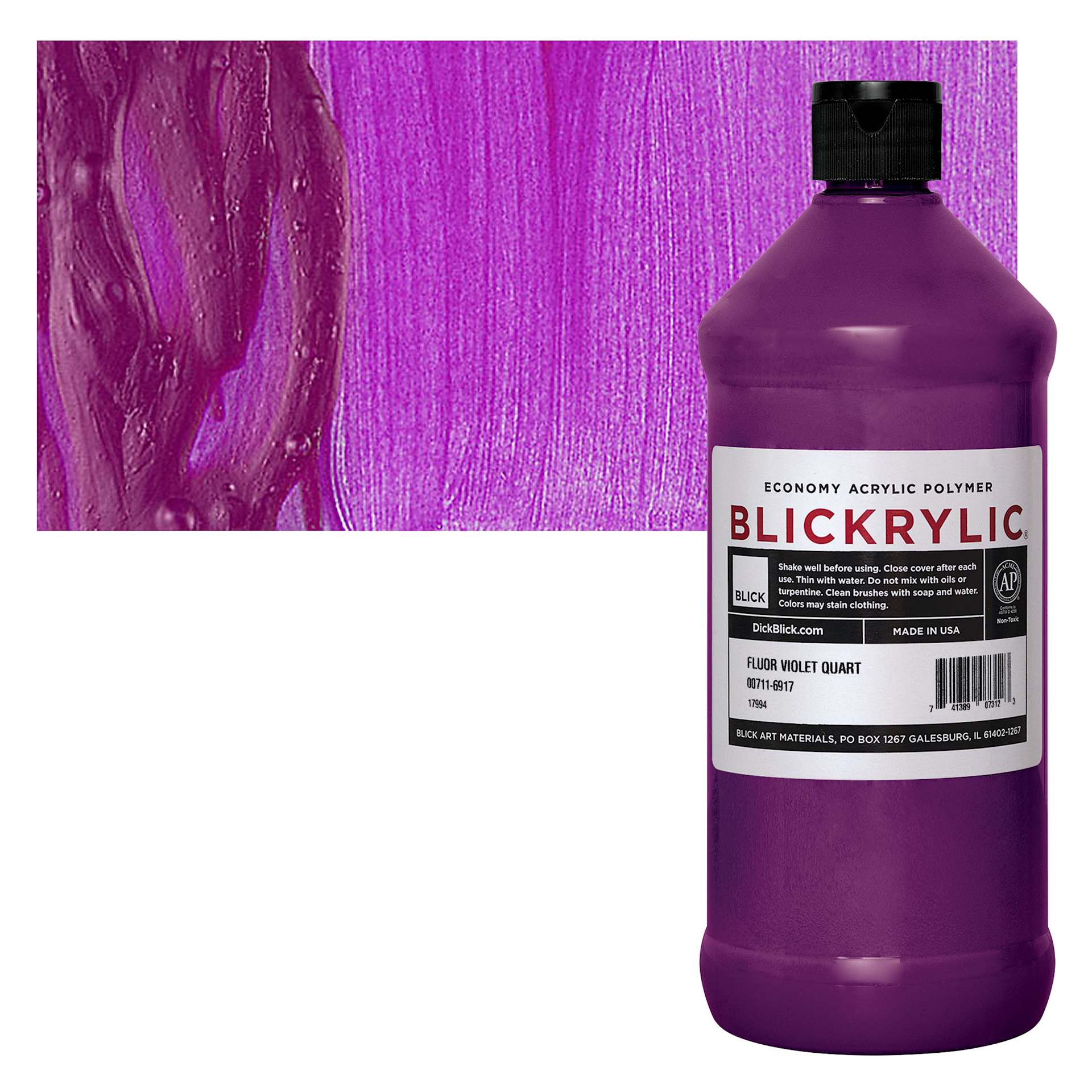 Blickrylic Student Acrylic - Fluorescent Violet, Quart and swatch