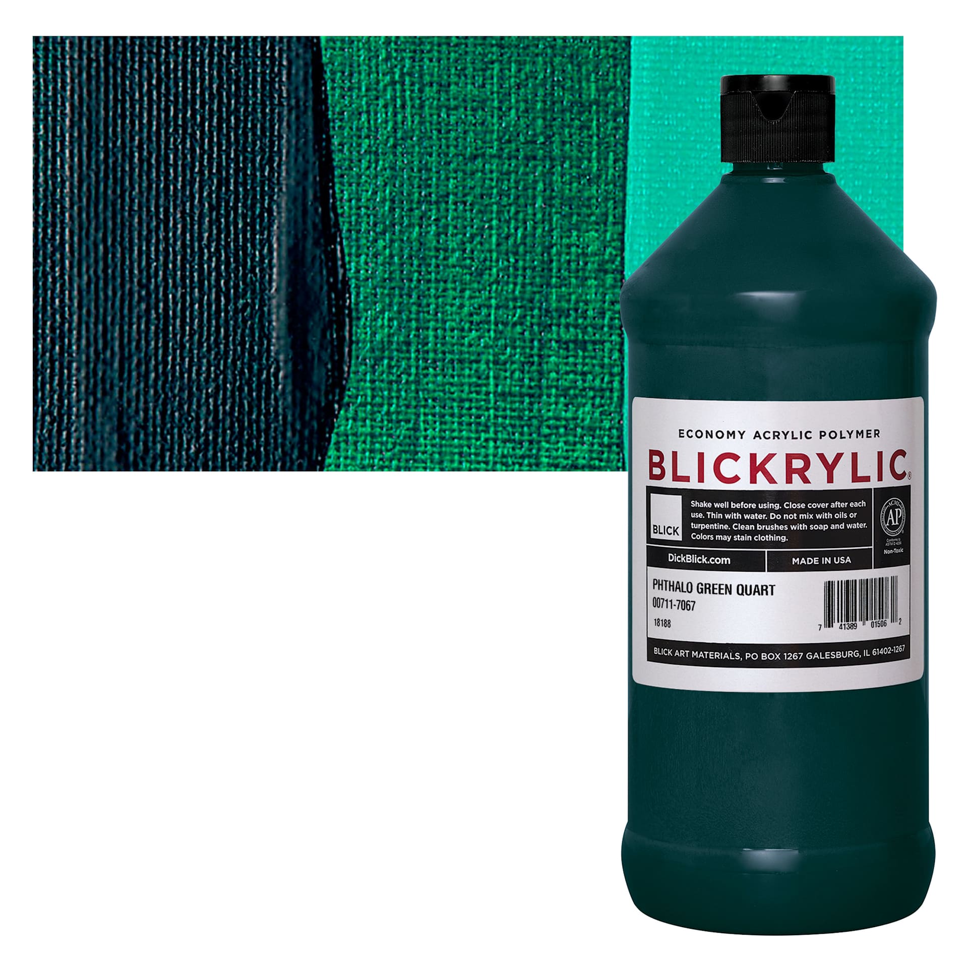 Blickrylic Student Acrylic - Phthalo Green, Quart and swatch