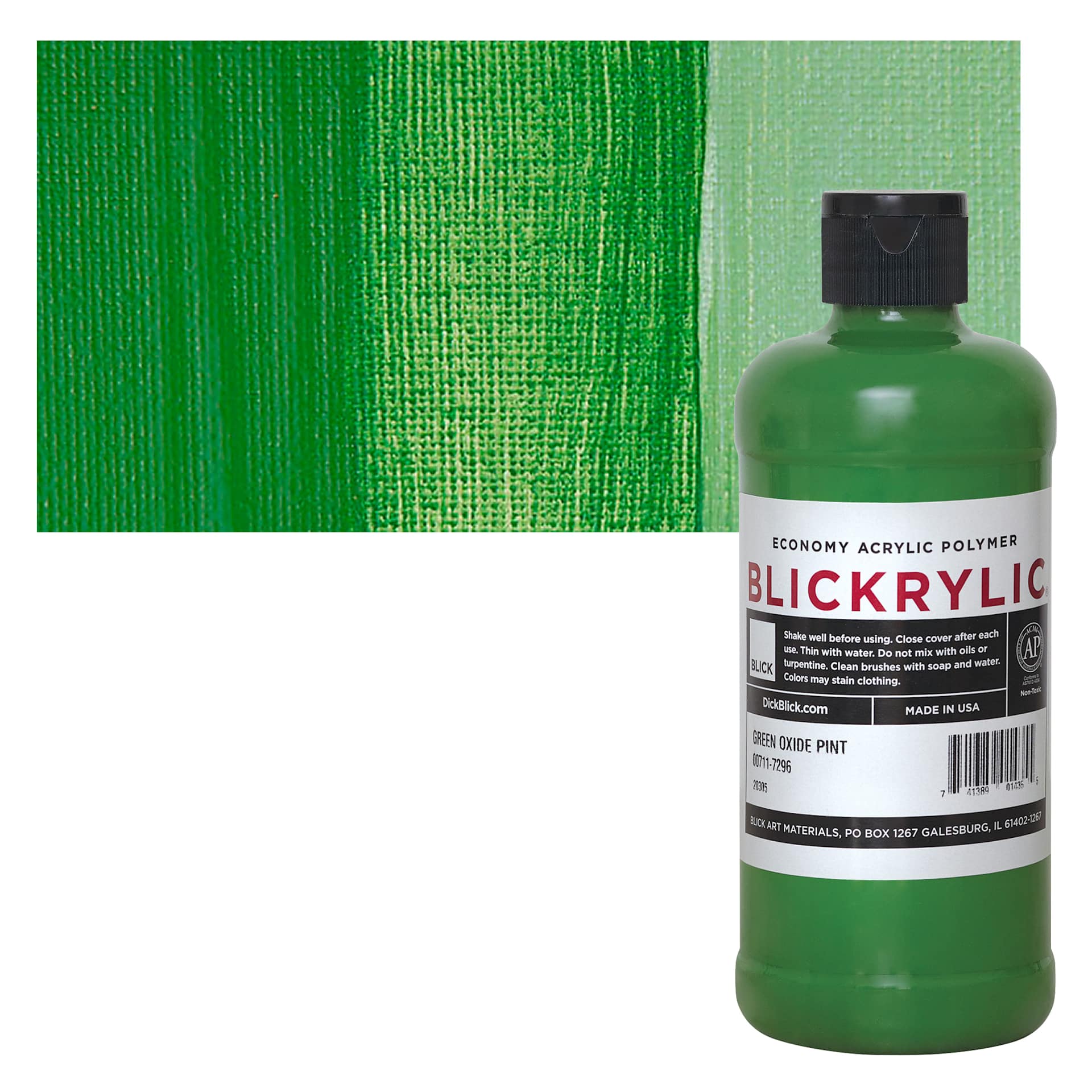 Blickrylic Student Acrylic - Green Oxide, Pint and swatch