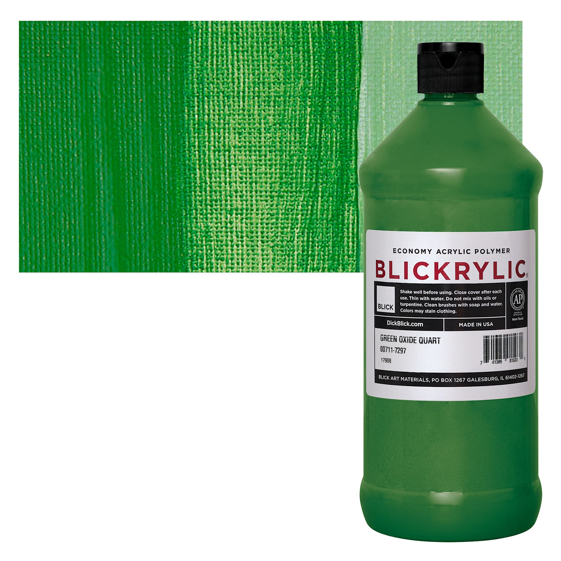 Blickrylic Student Acrylic - Green Oxide, Quart and swatch
