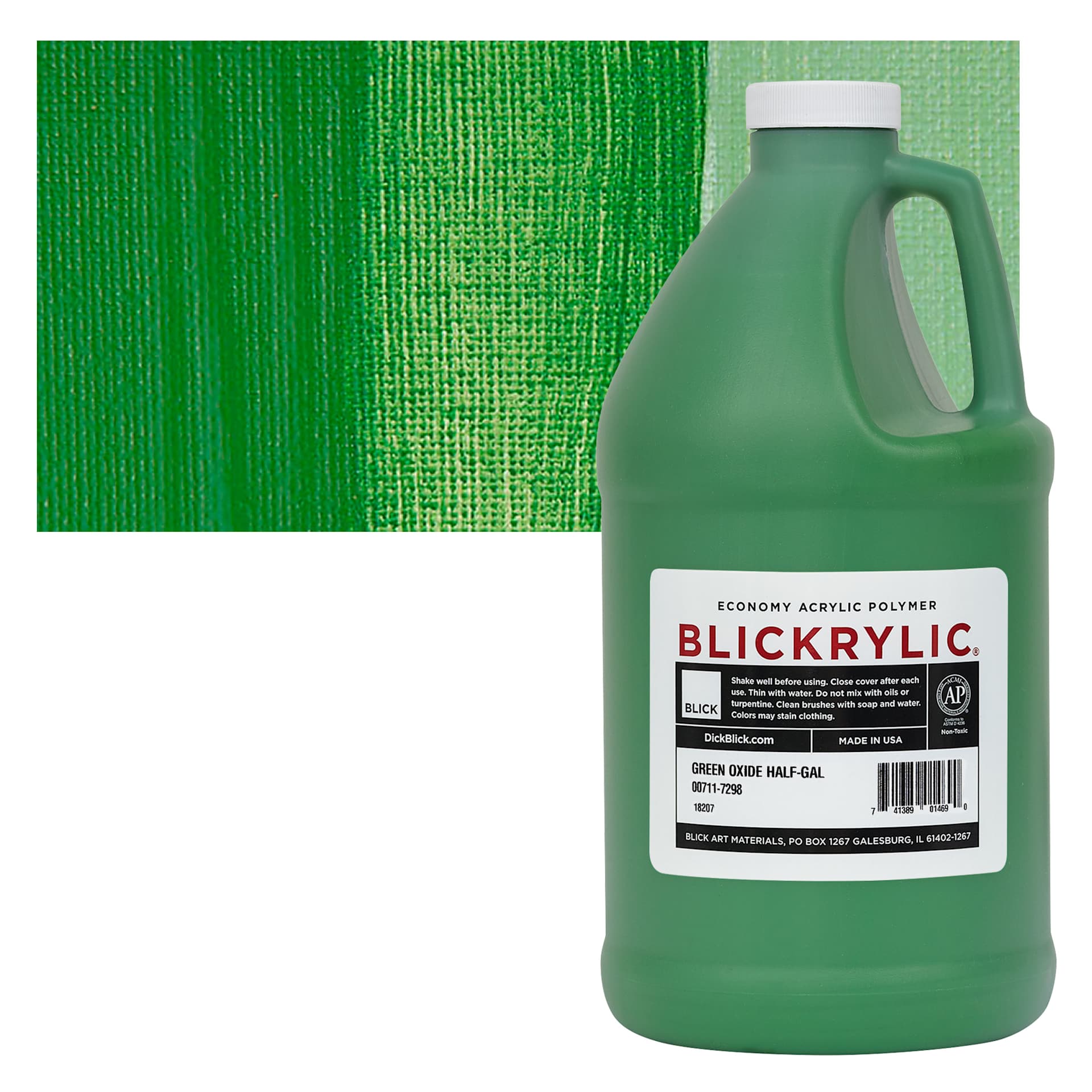 Blickrylic Student Acrylic - Green Oxide, Half Gallon and swatch