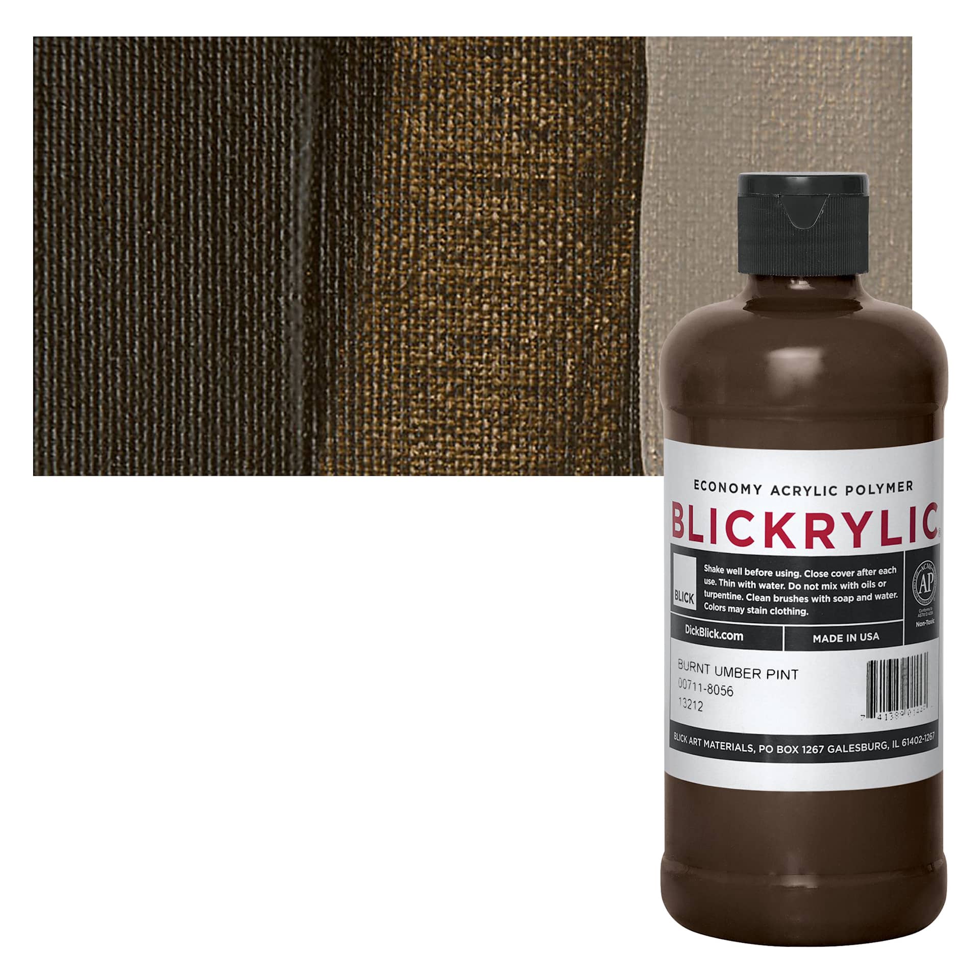 Blickrylic Student Acrylic - Burnt Umber, Pint and swatch
