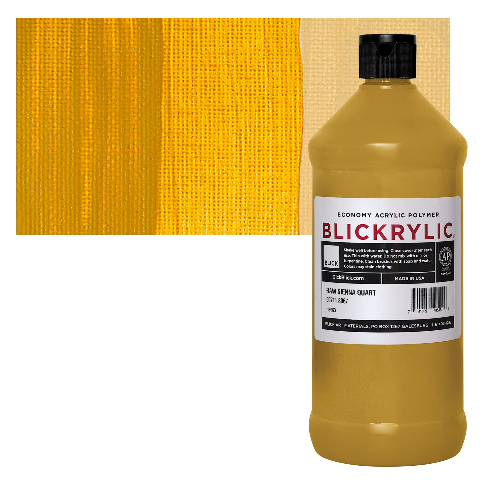 Blickrylic Student Acrylic - Raw Sienna, Quart and swatch