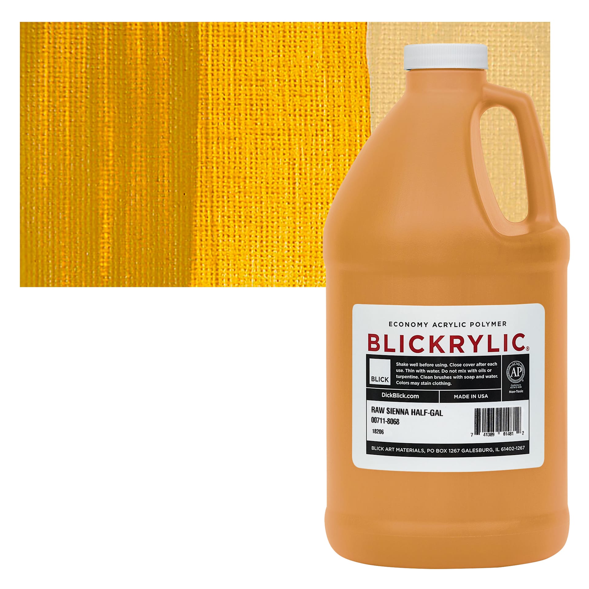 Blickrylic Student Acrylic - Raw Sienna, Half Gallon and swatch