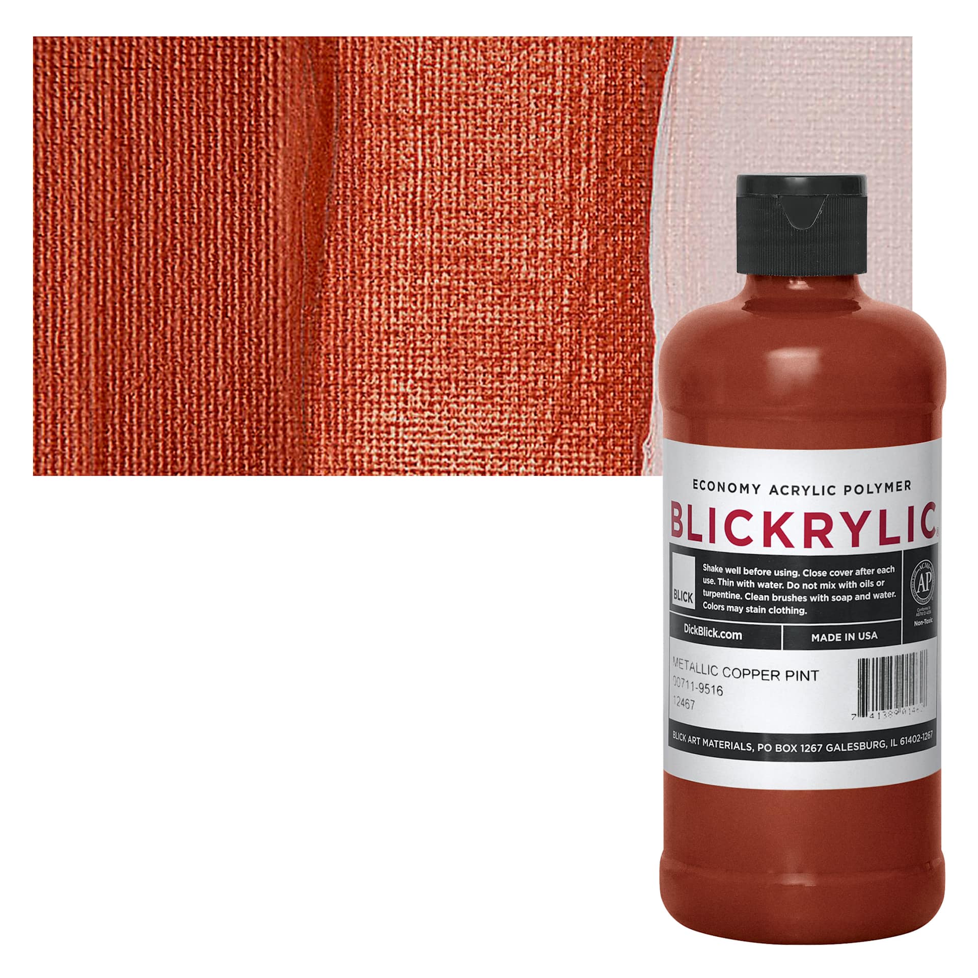 Blickrylic Student Acrylic - Metallic Copper, Pint and swatch