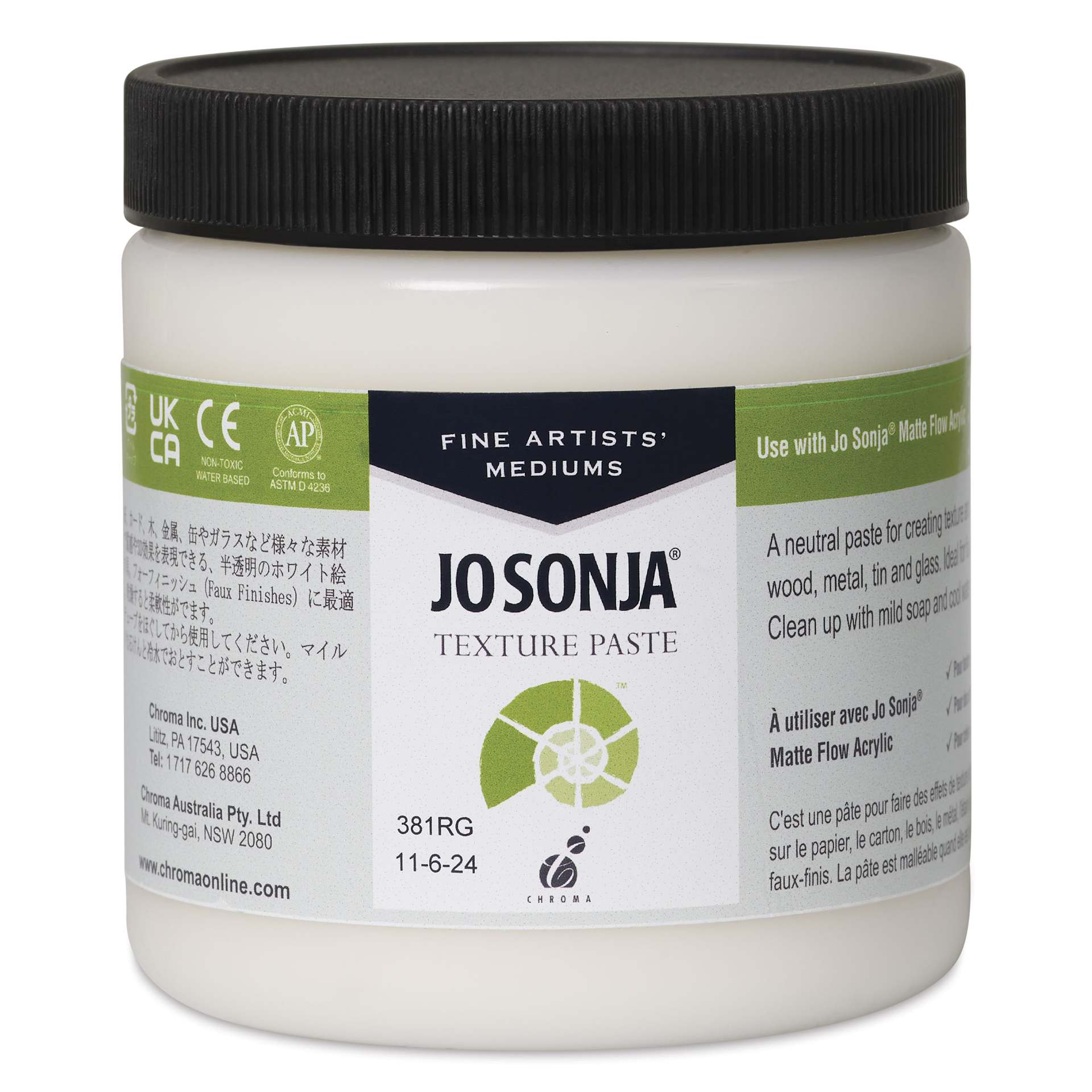 Chroma's Jo Sonja Texture Paste Medium - 8 oz Jar - front