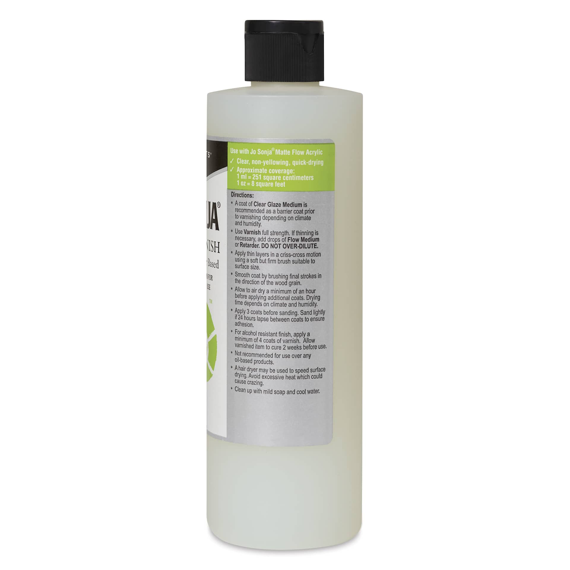 Jo Sonja's Polyurethane Varnish - Gloss, 16 oz bottle - side