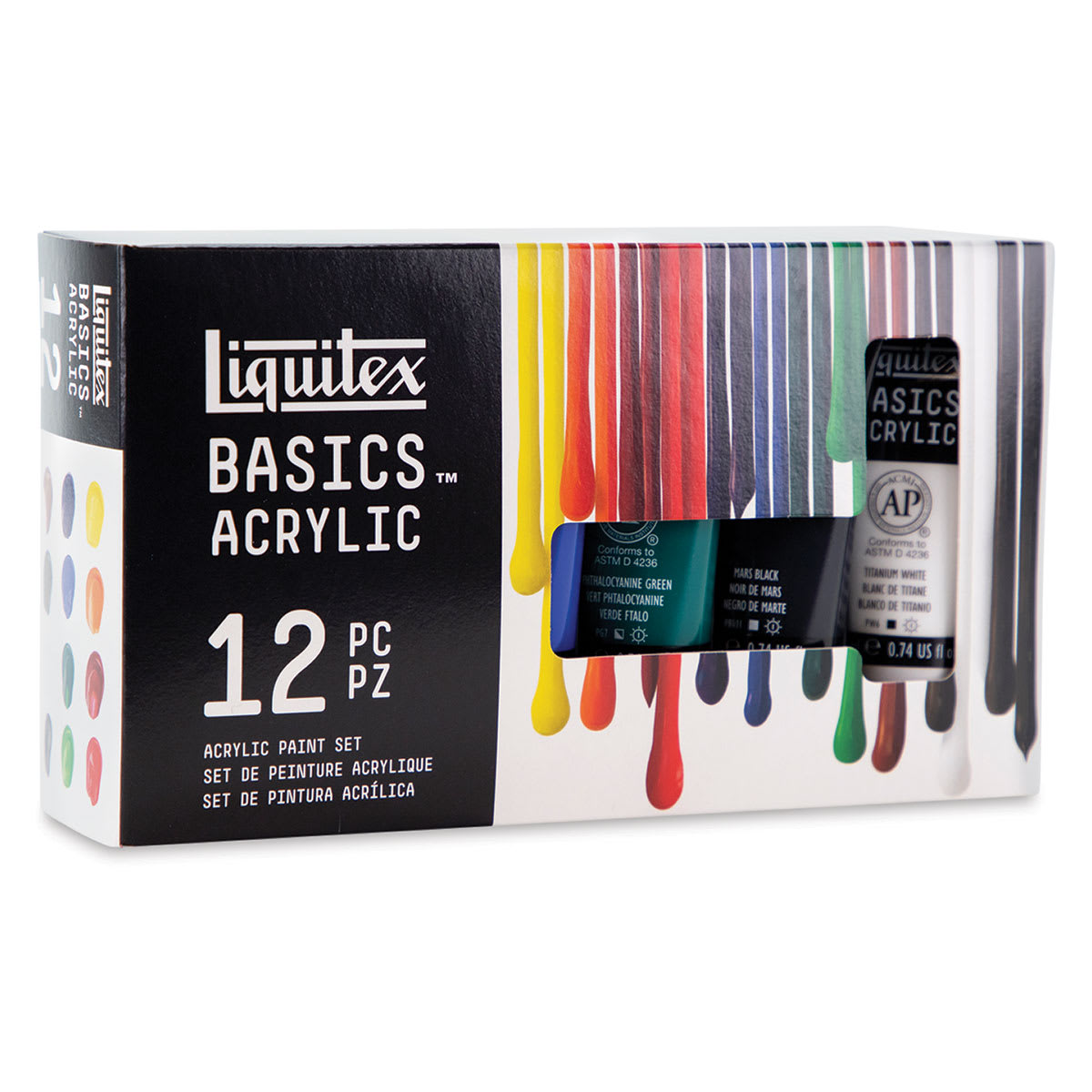 Liquitex Basics Acrylic Paints - Set of 12, Assorted Colors, 22 ml Tubes, front of package