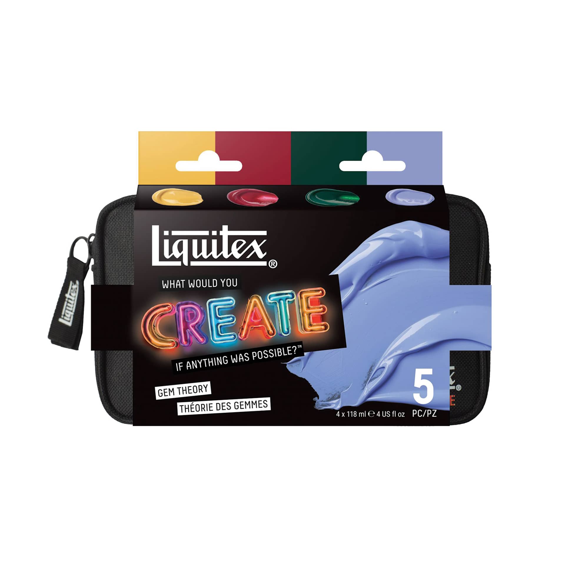 Liquitex What Would You Create Basics Acrylic Set - Gem Theory, Set of 5 front of package