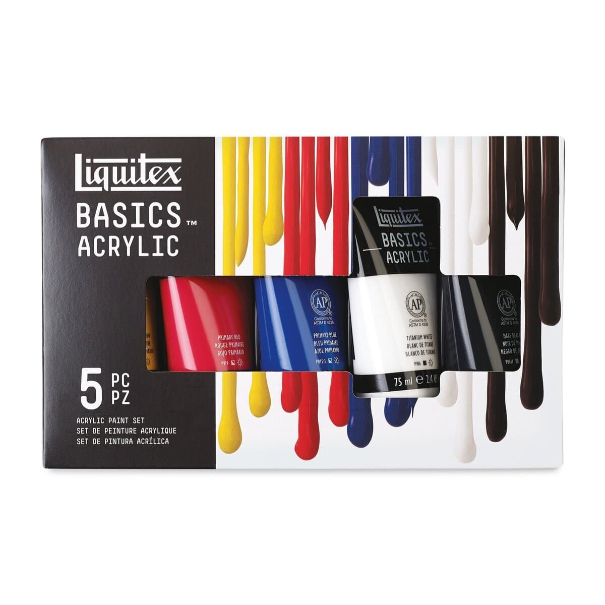 Liquitex Basics - Set of 5 colors, 75 ml tubes (in packaging)