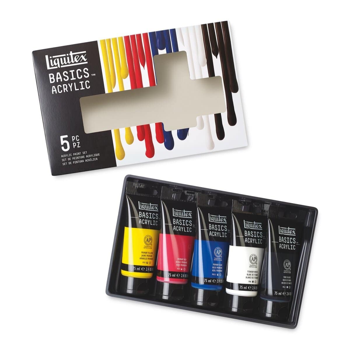 Liquitex Basics - Set of 5 colors, 75 ml tubes (out of packaging)