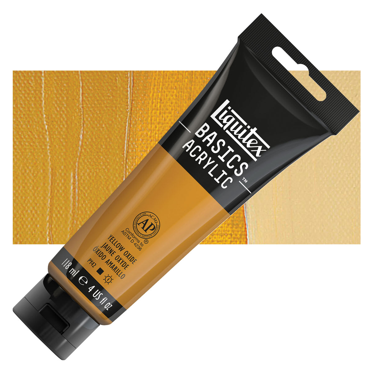 Liquitex Basics Acrylic Paint - Yellow Oxide, 4 oz tube and swatch