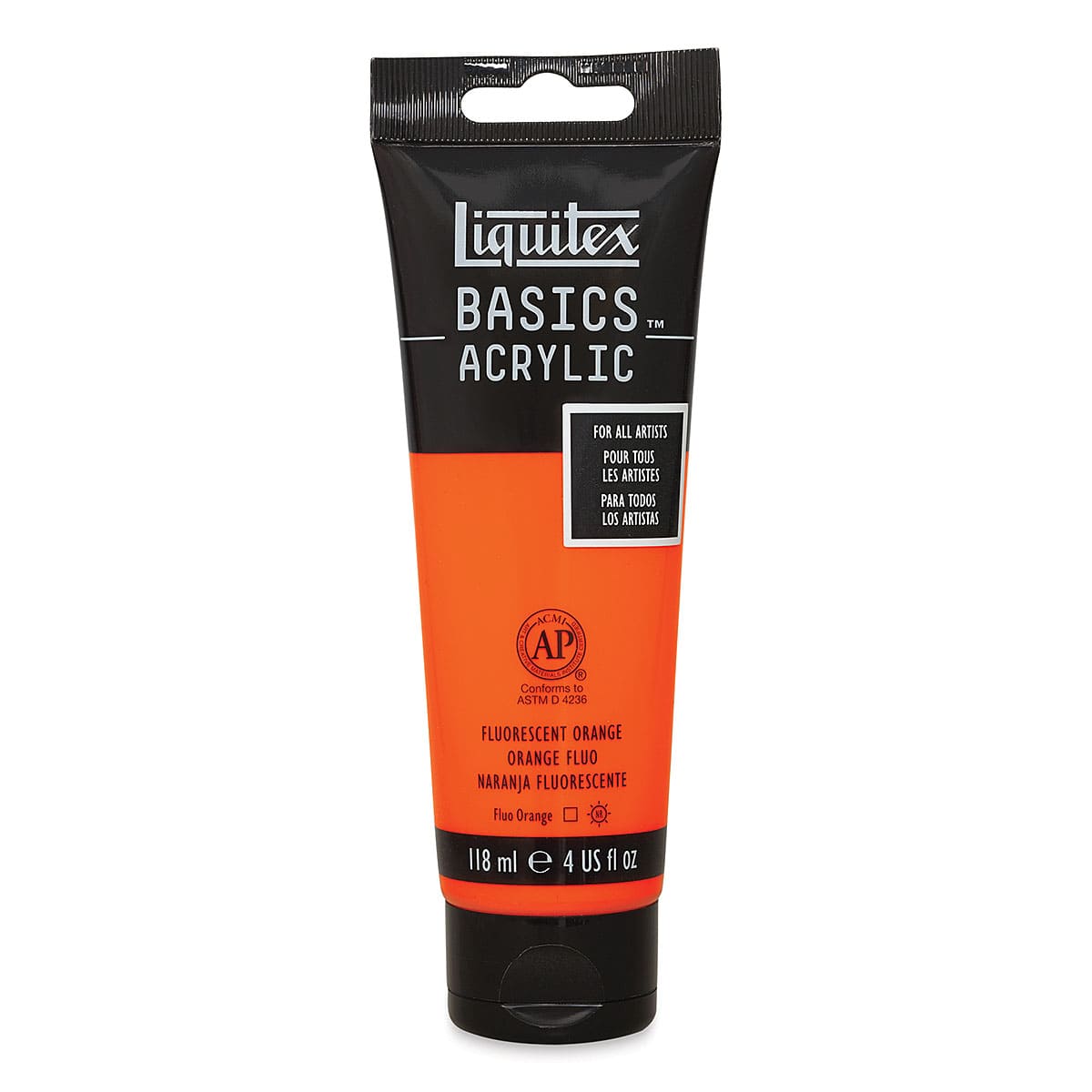 Liquitex Basics - Fluorescent Orange, 4 oz tube