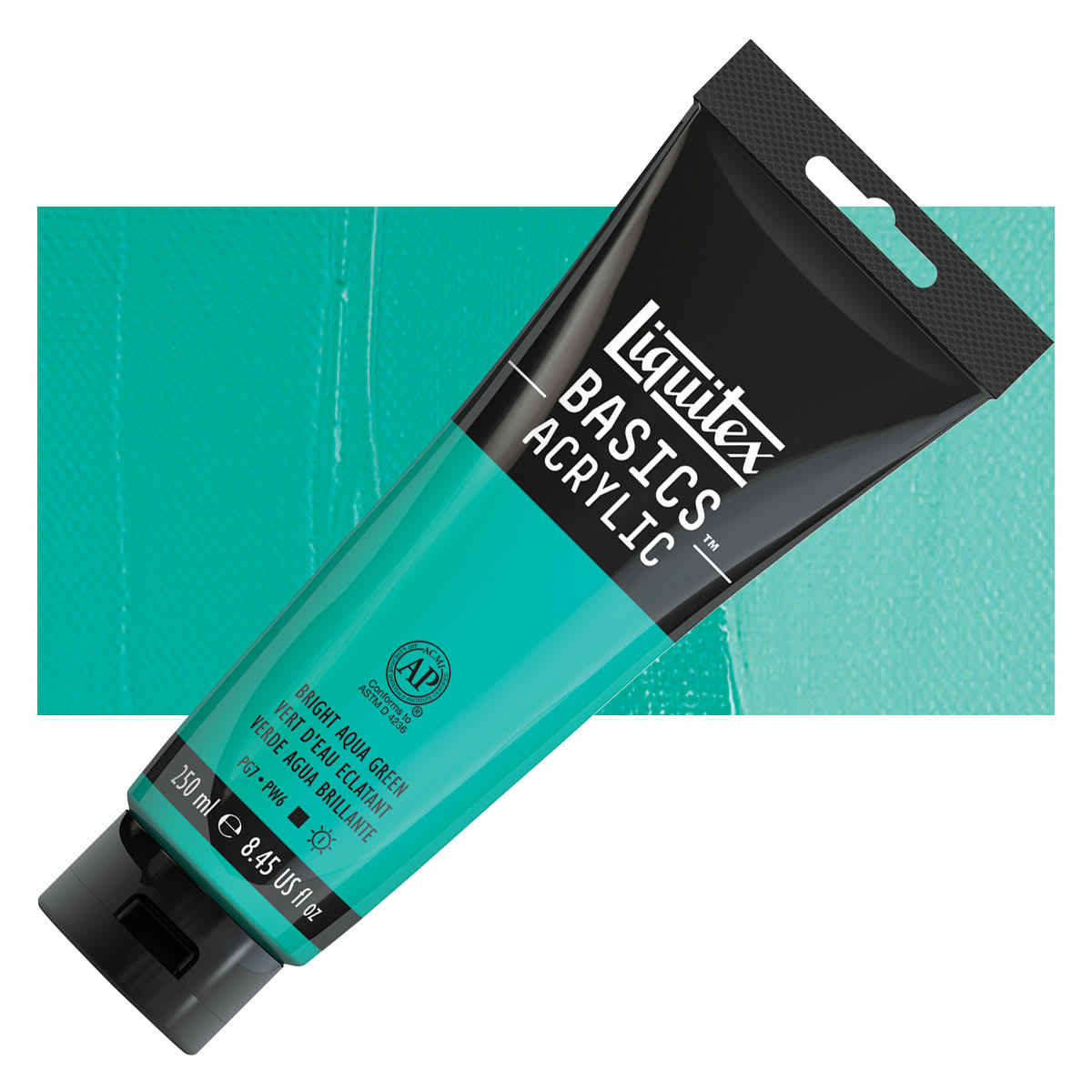 Liquitex Basics Acrylic Paint - Bright Aqua Green, 8.5 oz Tube and swatch