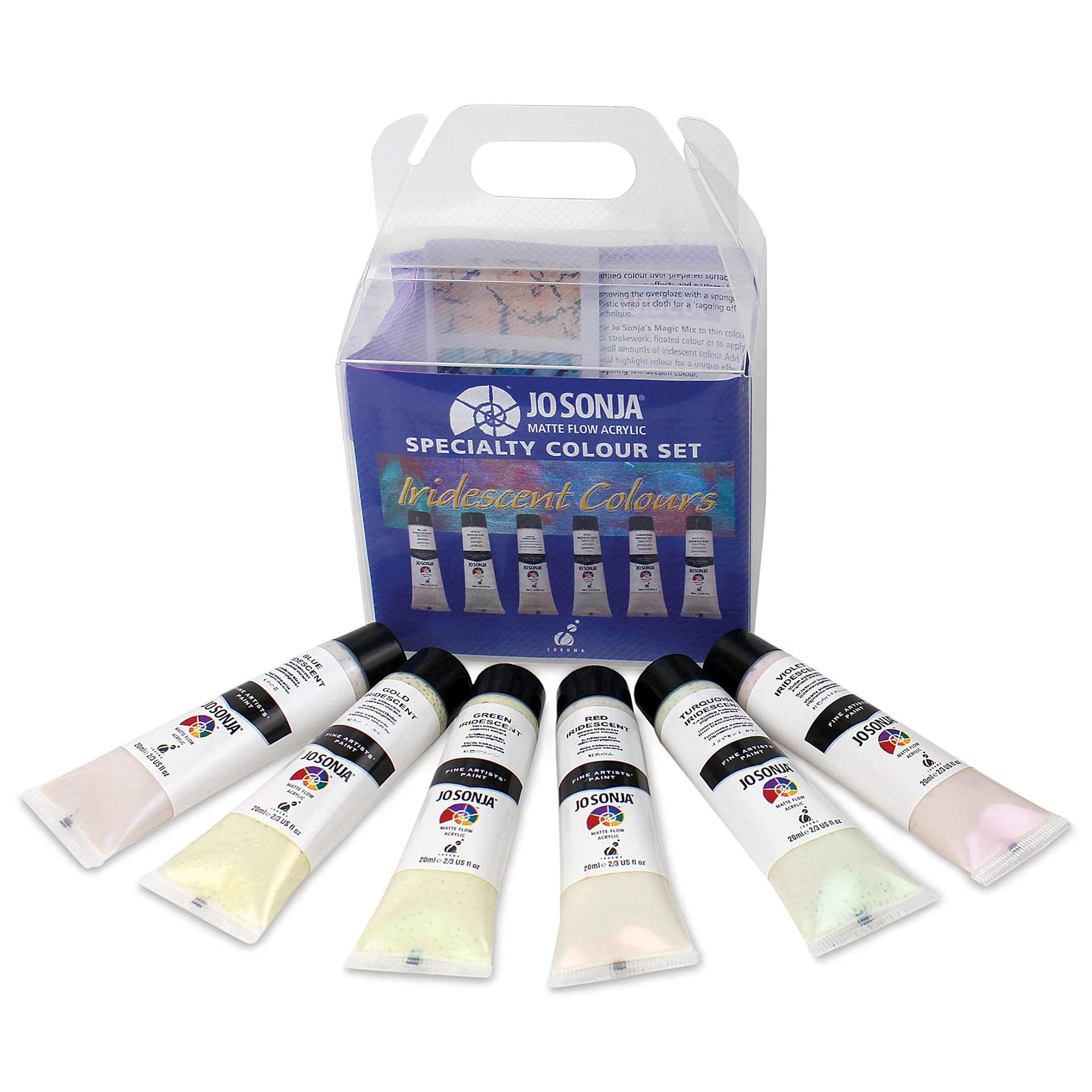 Chroma’s Jo Sonja Specialty Acrylic Paints - Iridescent, Set of 6 Colors, 20 ml tubes