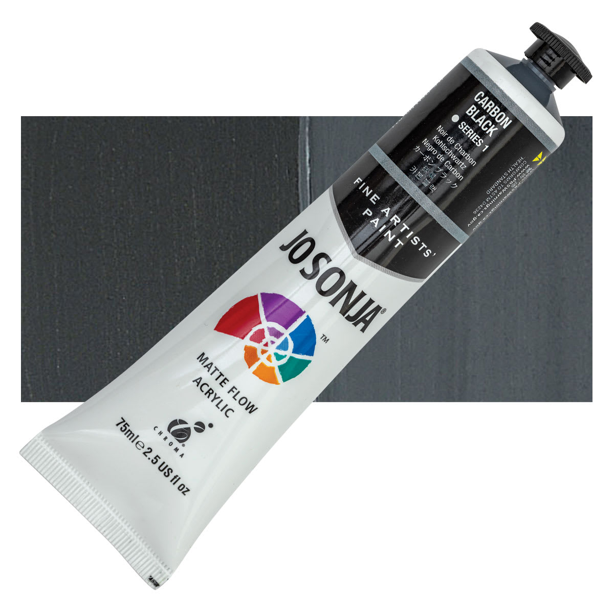Jo Sonja's Artist Acrylic - Carbon Black, 2.5 oz tube and swatch