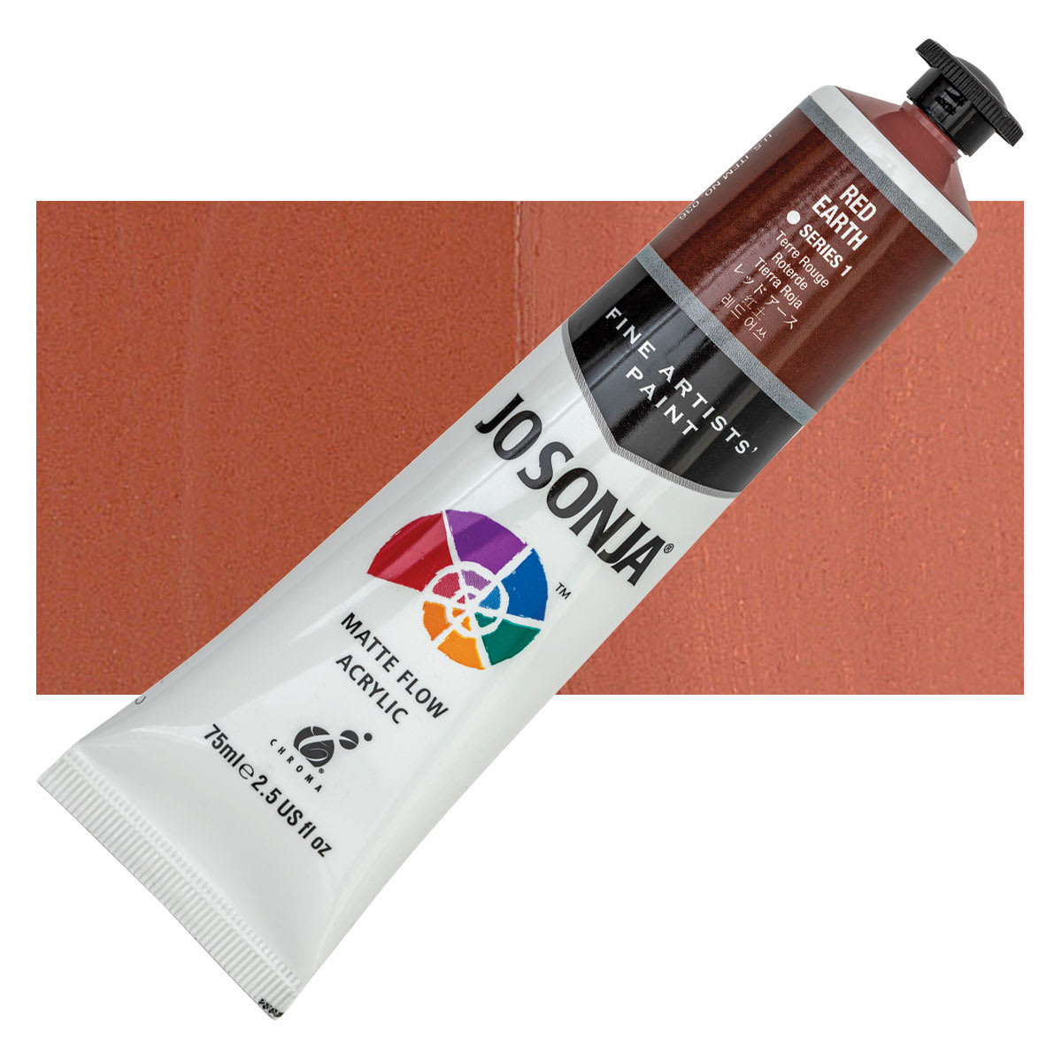 Jo Sonja's Artist Acrylic - Red Earth, 2.5 oz tube and swatch