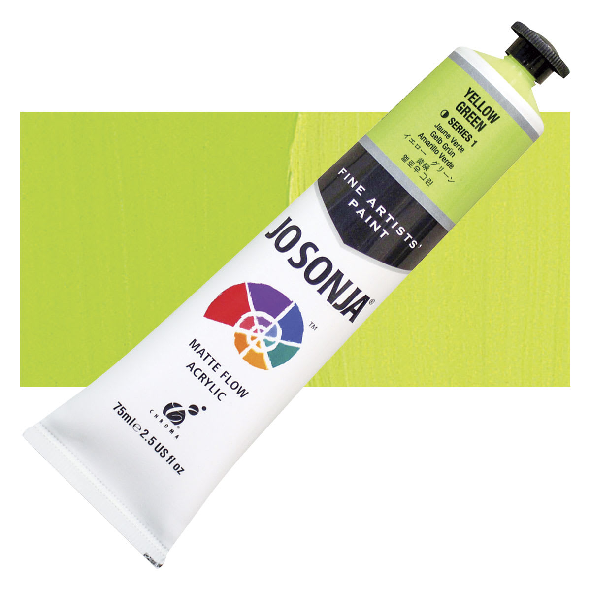 Jo Sonja's Artist Acrylic - Yellow Green, 2.5 oz tube and swatch