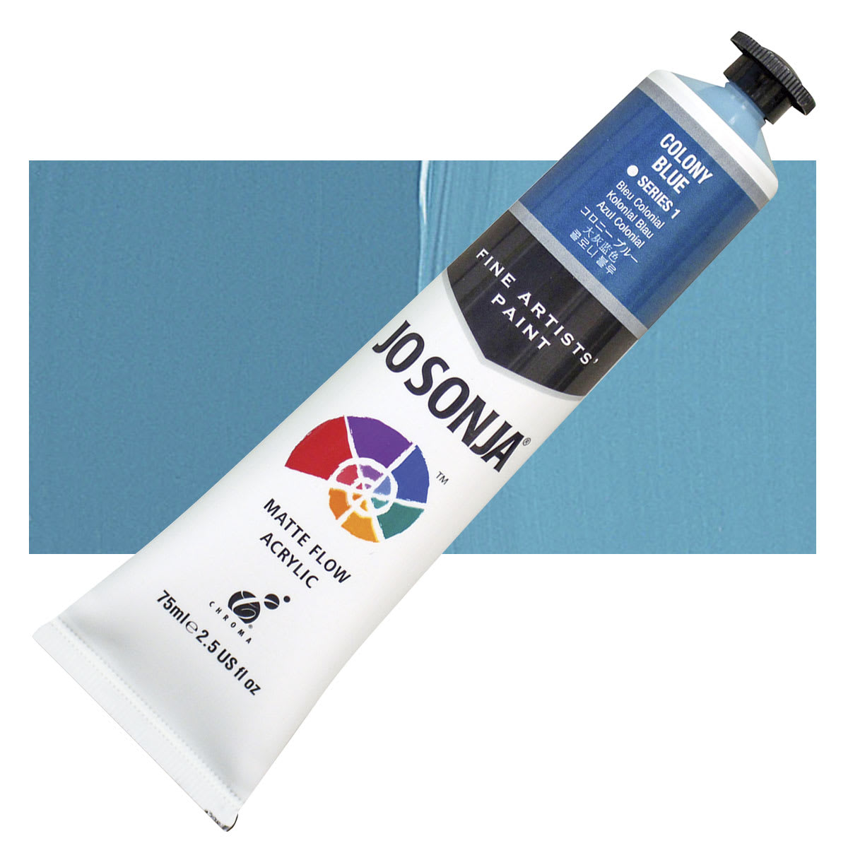 Jo Sonja's Artist Acrylic - Colony Blue, 2.5 oz tube and swatch