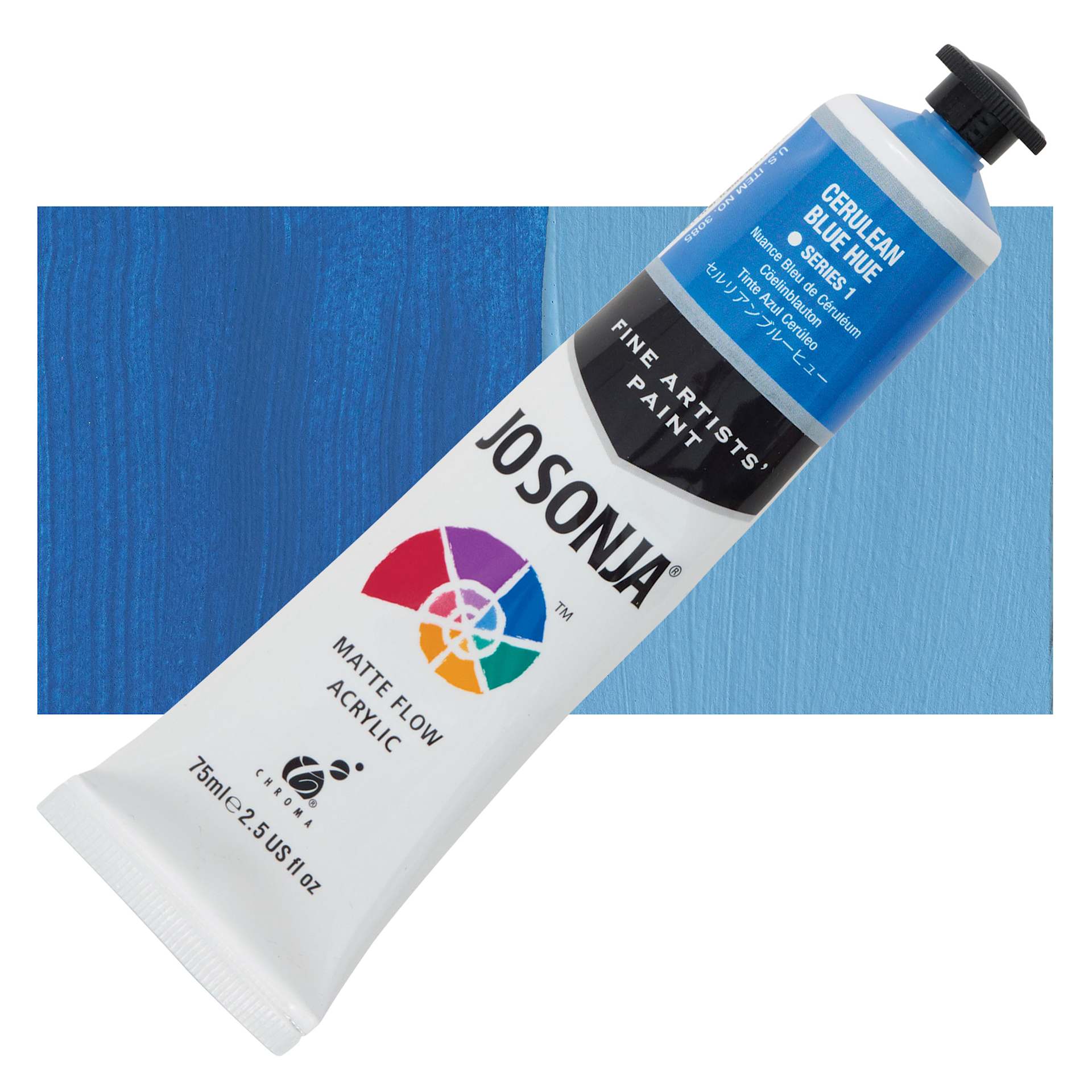 Jo Sonja's Artist Acrylic - Cerulean Blue Hue, 2.5 oz tube and swatch