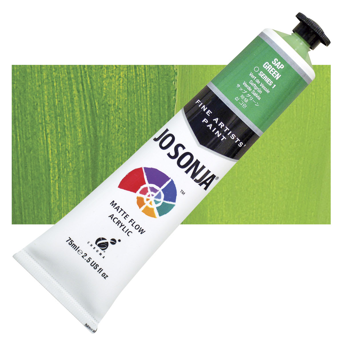 Jo Sonja's Artist Acrylic - Sap Green, 2.5 oz tube and swatch