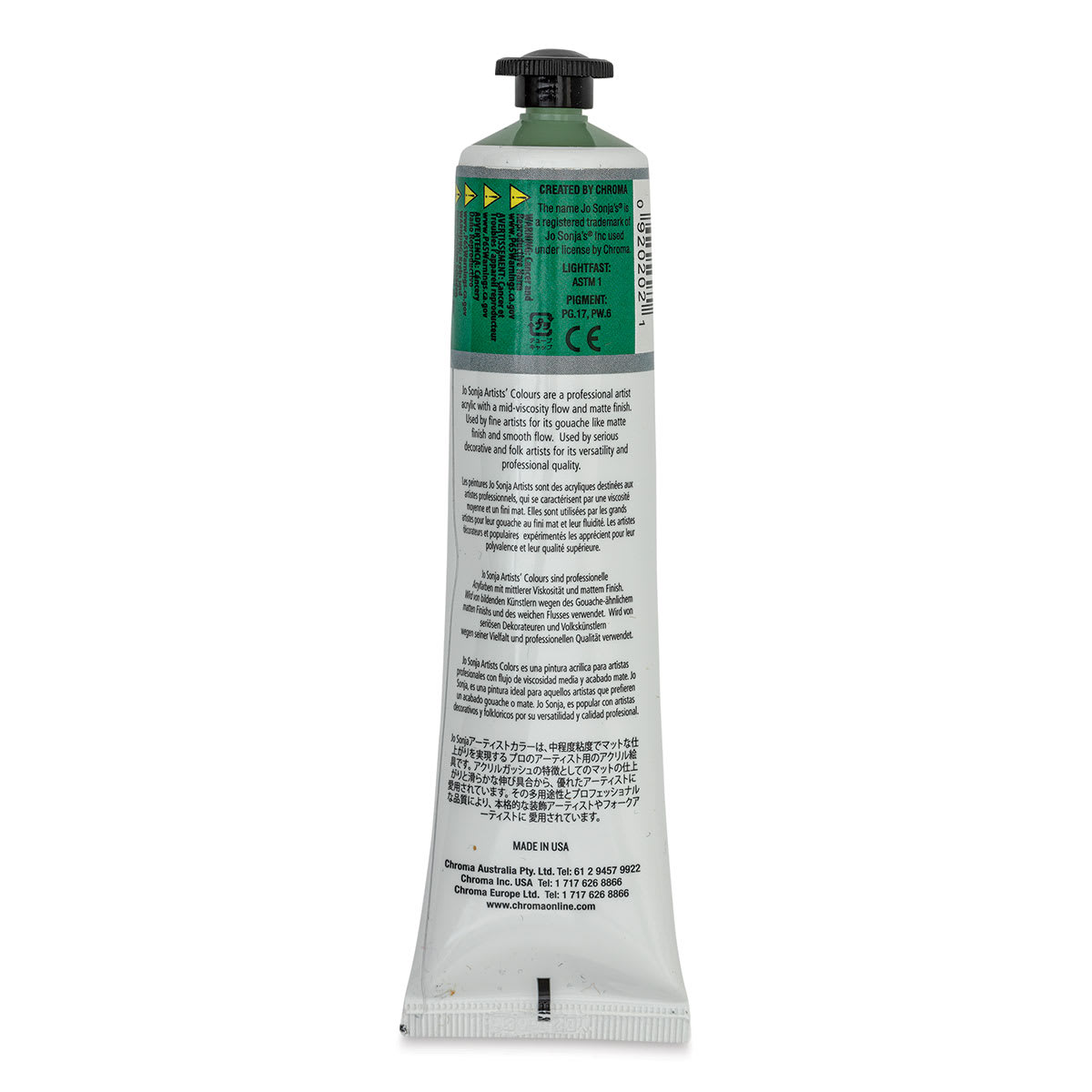 Jo Sonja's Artist Acrylic - Jade, 2.5 oz tube back