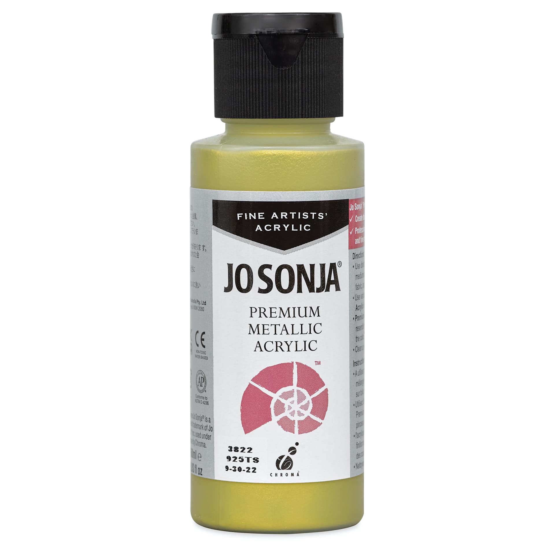 Chroma’s Jo Sonja Premium Metallic - Green Gold, 2 oz bottle
