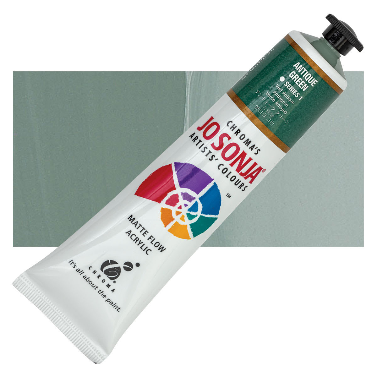 Jo Sonja's Artist Acrylic - Antique Green, 2.5 oz tube and swatch