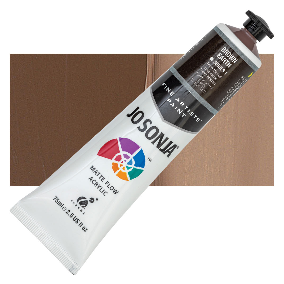 Jo Sonja's Artist Acrylic - Brown Earth, 2.5 oz tube and swatch