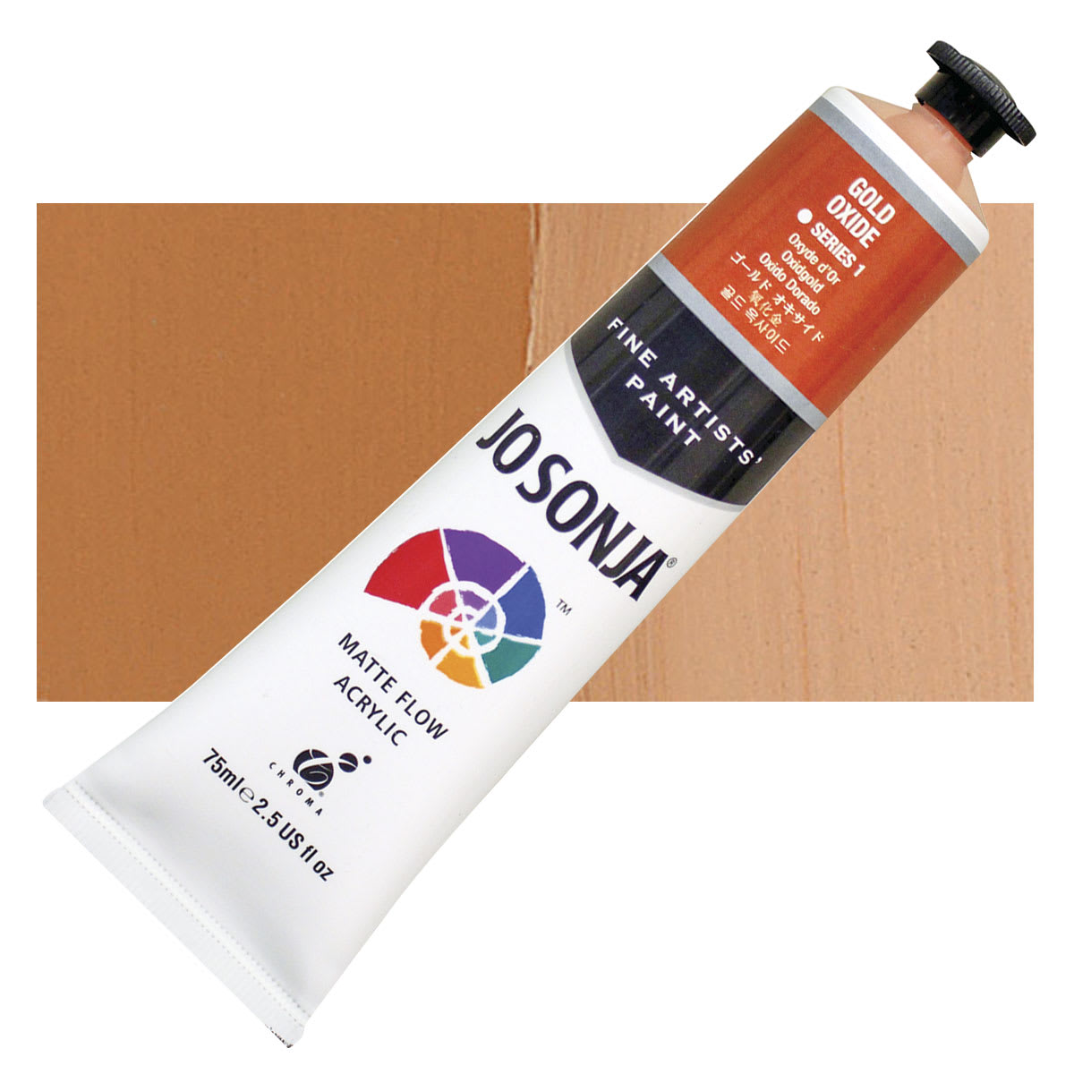 Jo Sonja's Artist Acrylic - Gold Oxide, 2.5 oz tube and swatch