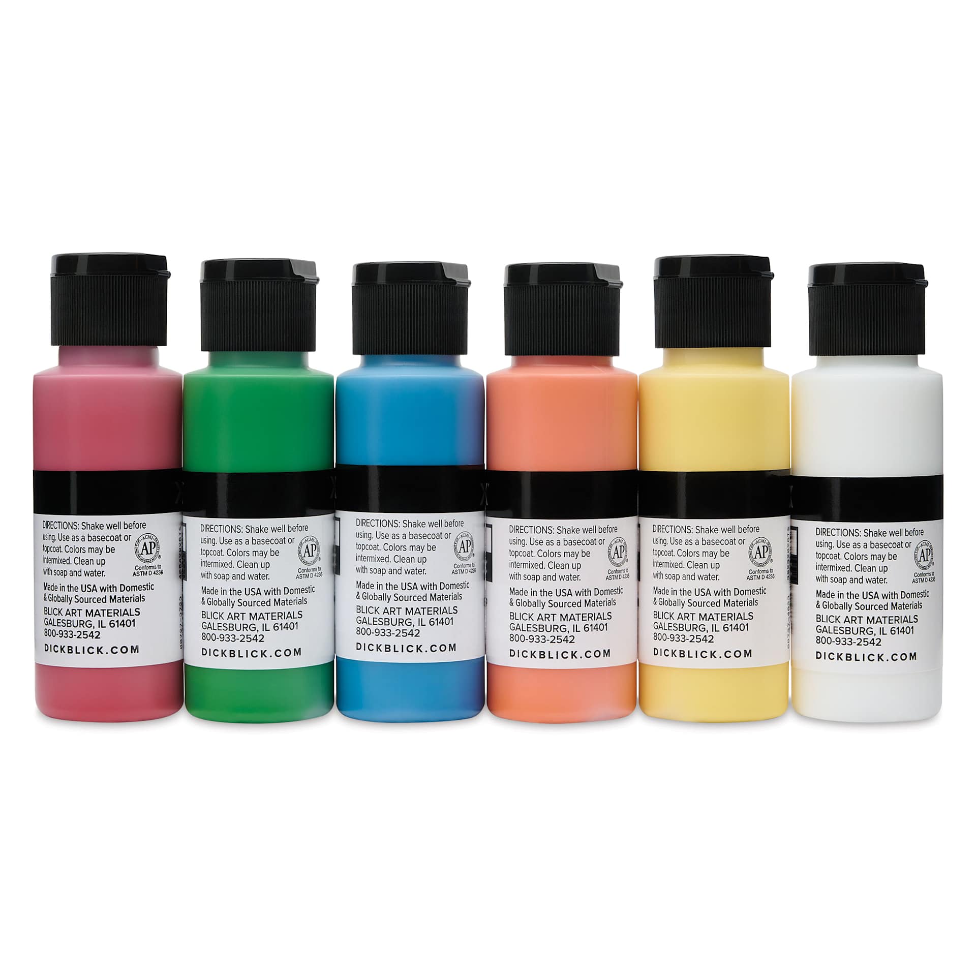 Blick Matte Acrylics - Set of 6, Basic Colors, 2 oz