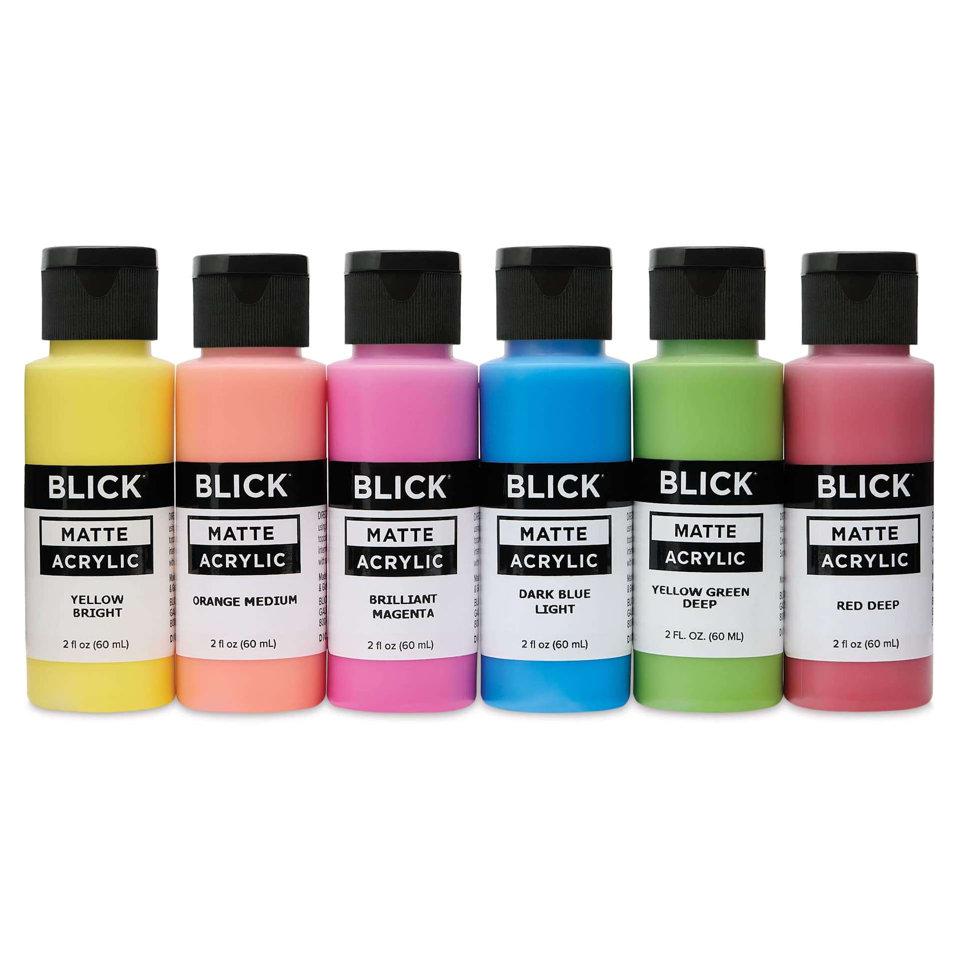 Blick Matte Acrylics - Set of 6, Bright Colors, 2 oz