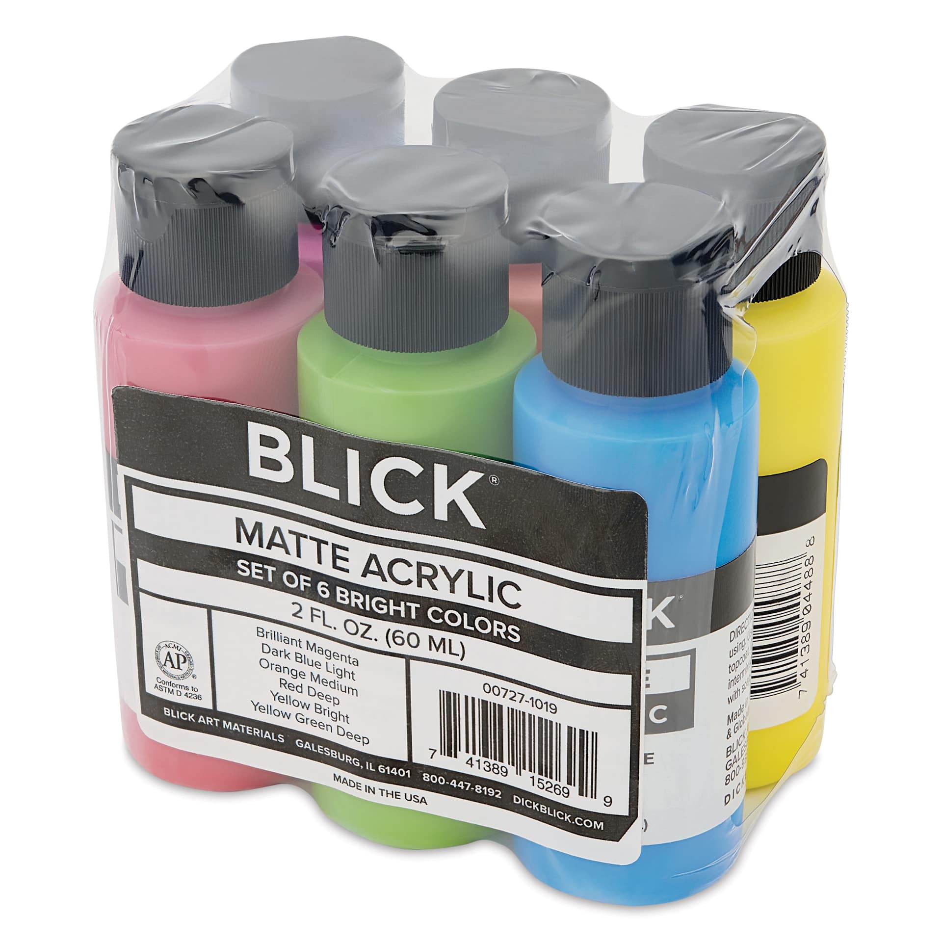 Blick Matte Acrylics - Set of 6, Bright Colors, 2 oz