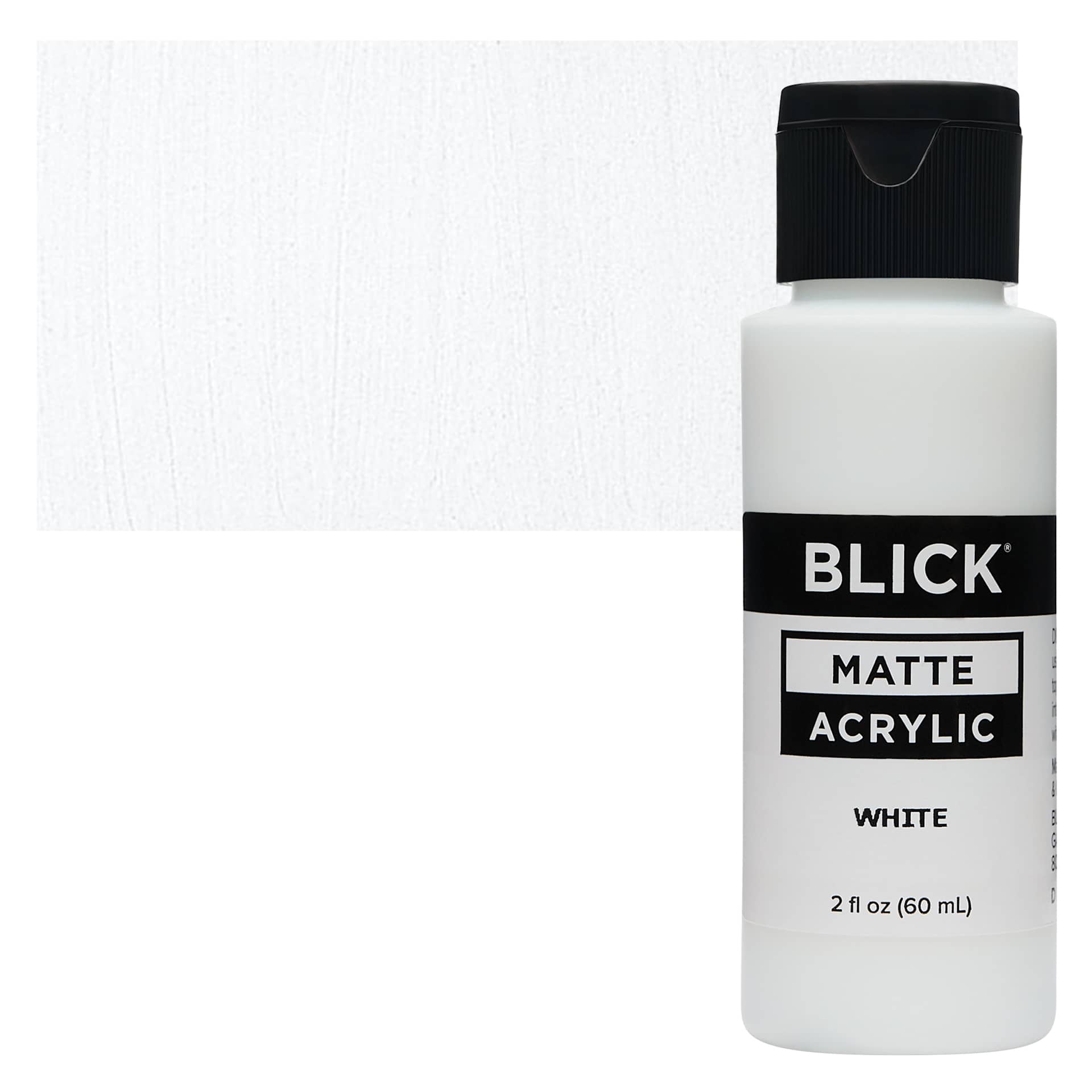 Blick Matte Acrylic - White, 2 oz bottle and swatch
