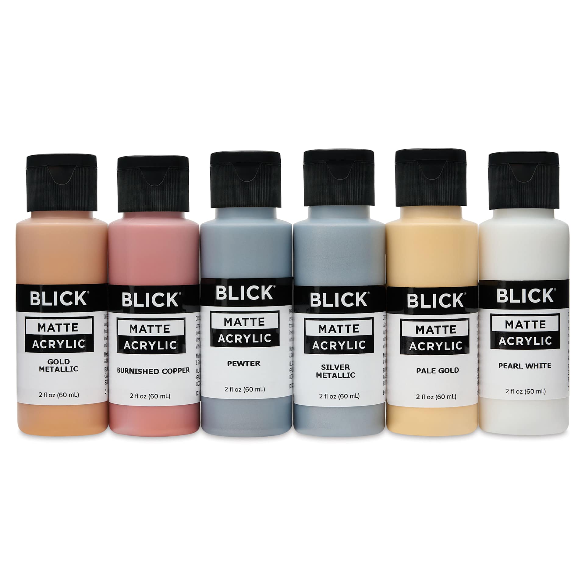 Blick Matte Acrylics - Set of 6, Metallic Colors, 2 oz