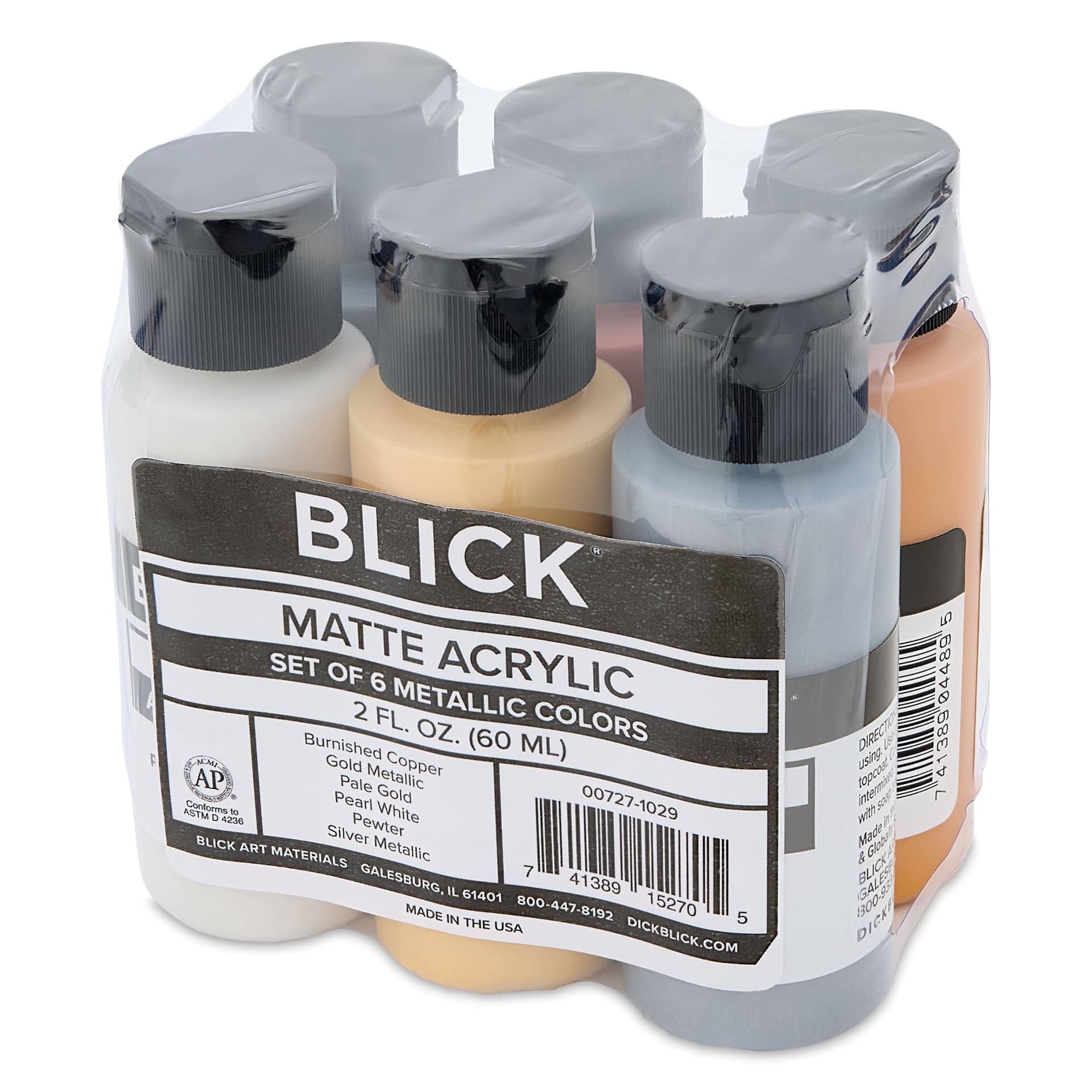 Blick Matte Acrylics - Set of 6, Metallic Colors, 2 oz